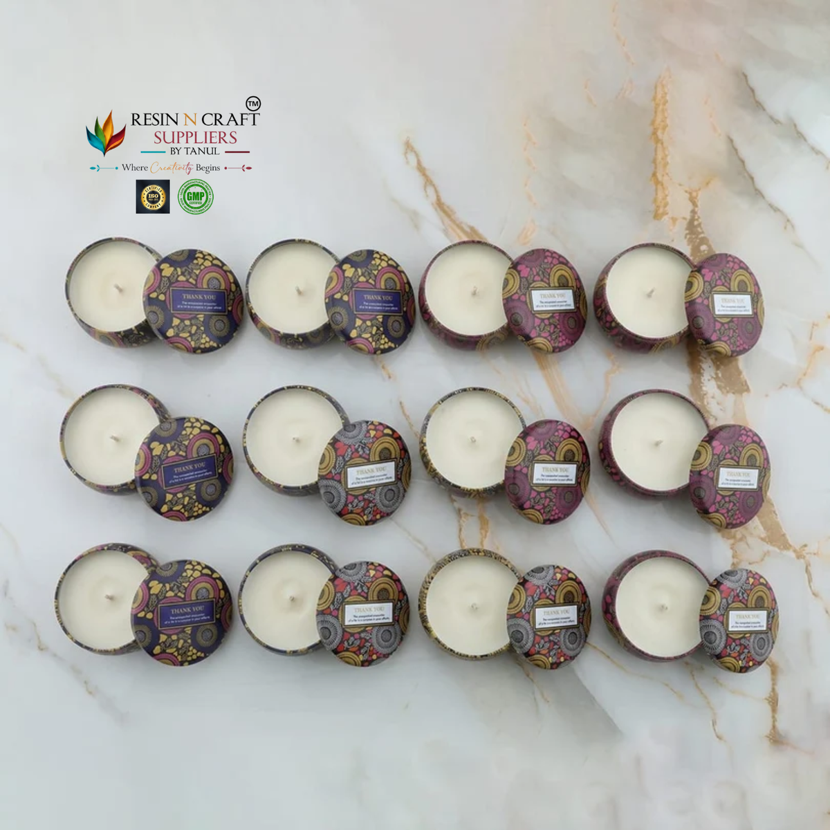 Round Mandala Art Tin Jar For Candle (RWX320T)