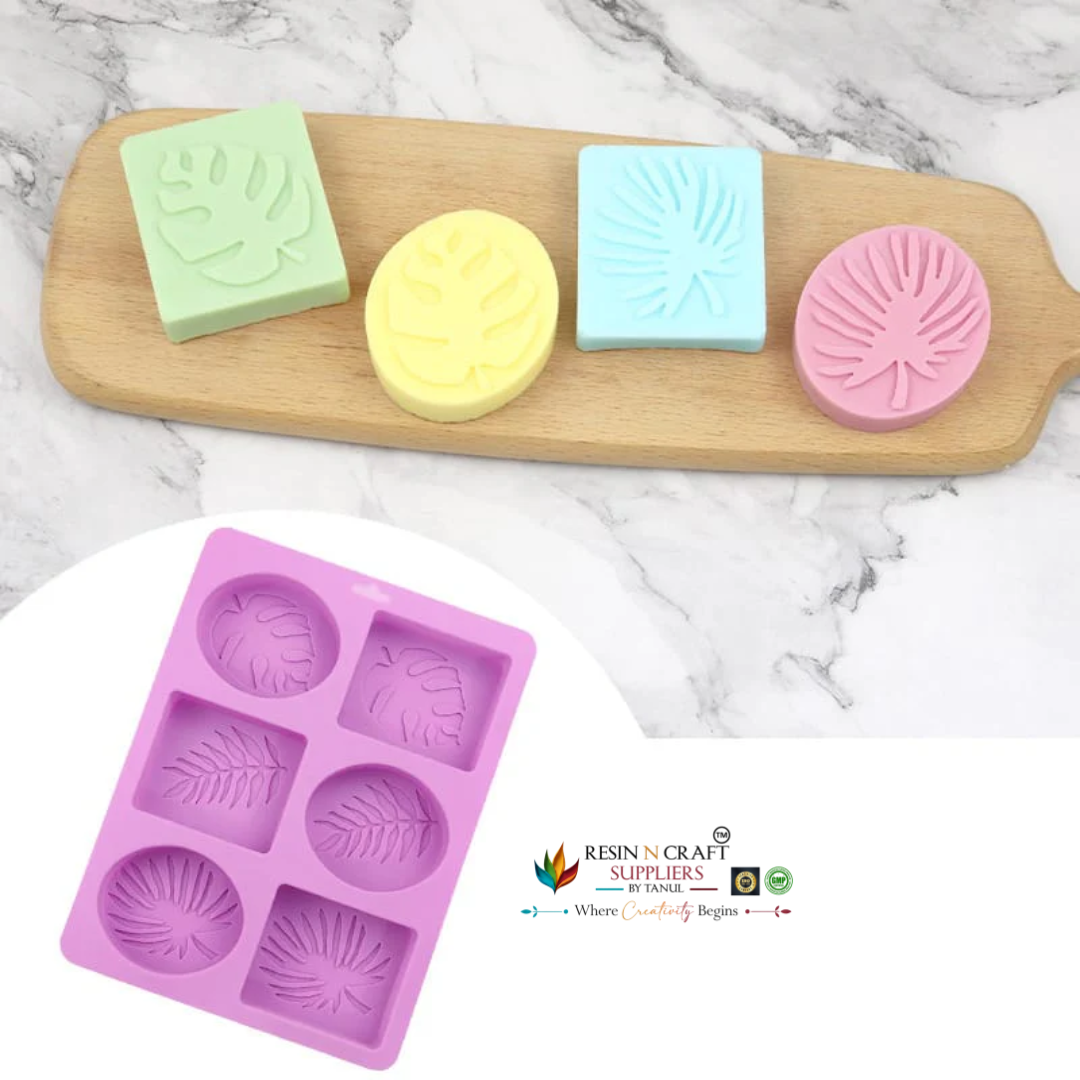 6 Cavity Tropical Palm & Monstera Leaves Mould for DIY Concrete Art, Resin Crafts, Soap Making & Cake Making Silicone Mould (RSM1433M)