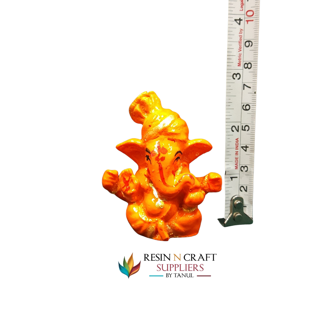 Miniature Orange Lord Ganesha Idol (Seated)