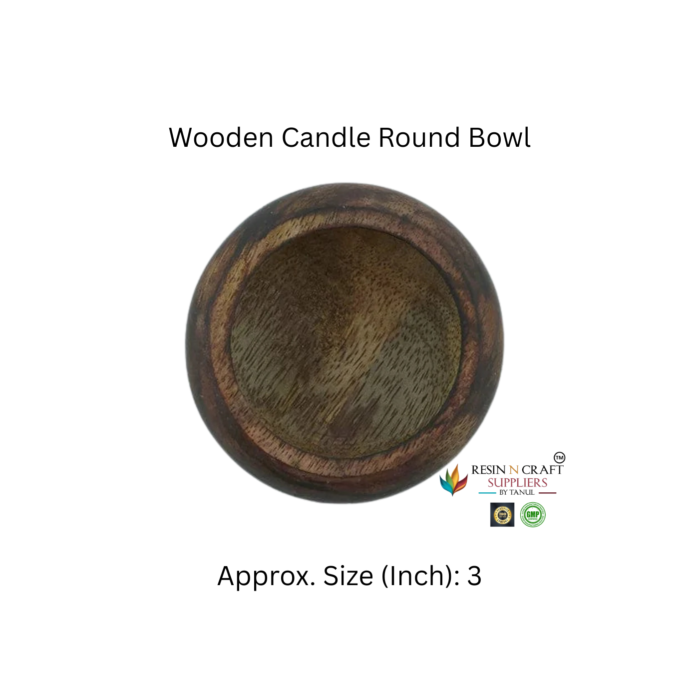 Wooden Candle Round Bowl (3 Inch Approx.)