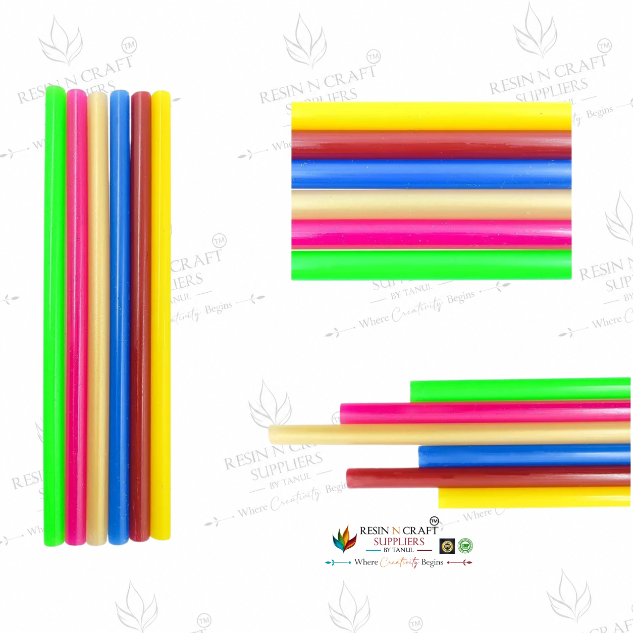 7mm Mixed Colour Mini Hot Melt Glue Sticks 17.5cm – Pack of 6 | Colourful Glue Sticks for Glue Gun & DIY Craft