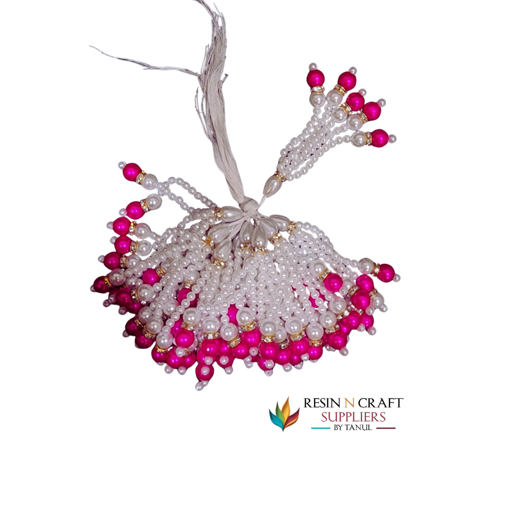 Hot Pink & Pearl Festival Latkans / Moti Tassels