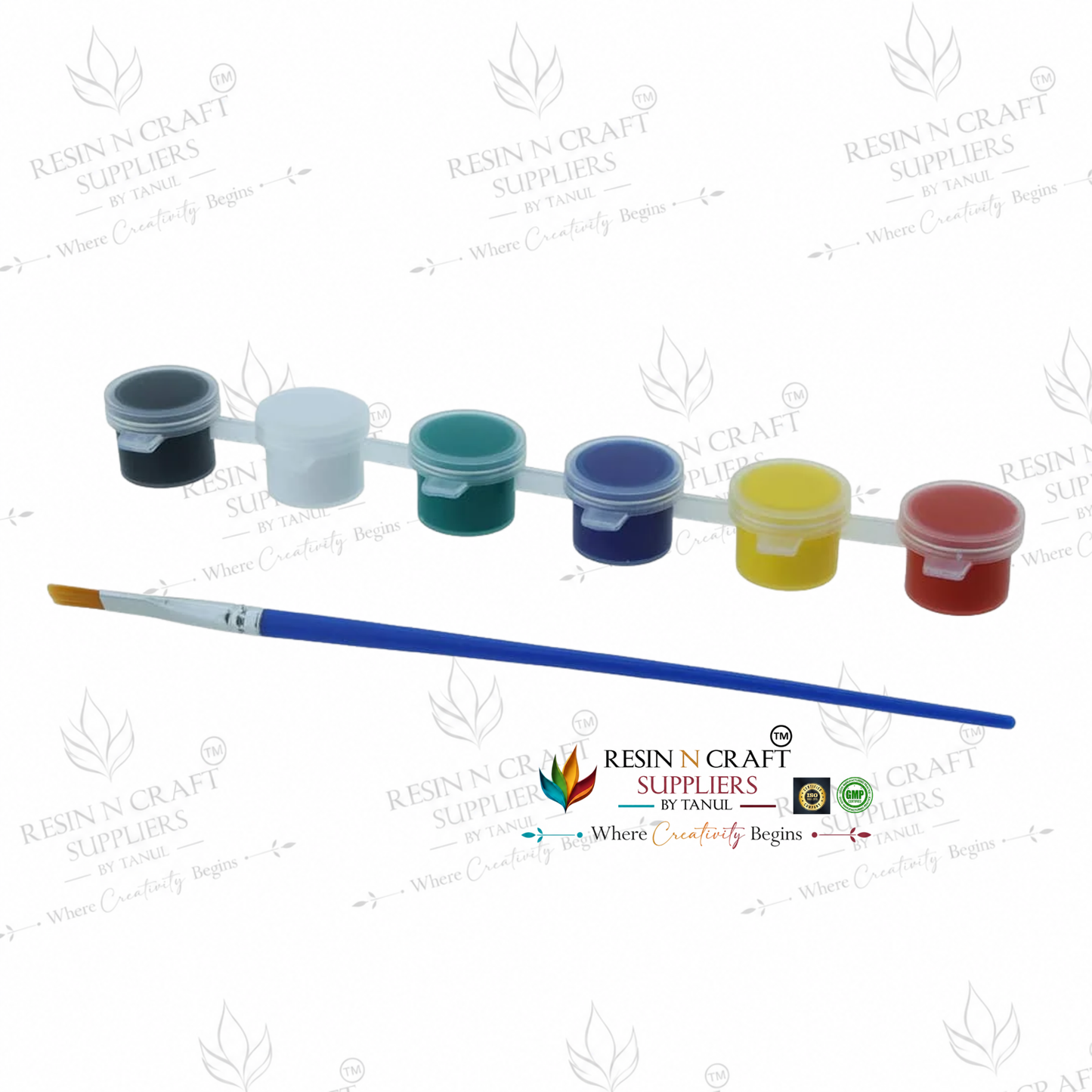 6 in 1 Acrylic Colour Set (Color pots) with Brush | DIY Acrylic Paint Kit for Resin Art, MDF, Canvas, Stone Painting & Craft Projects