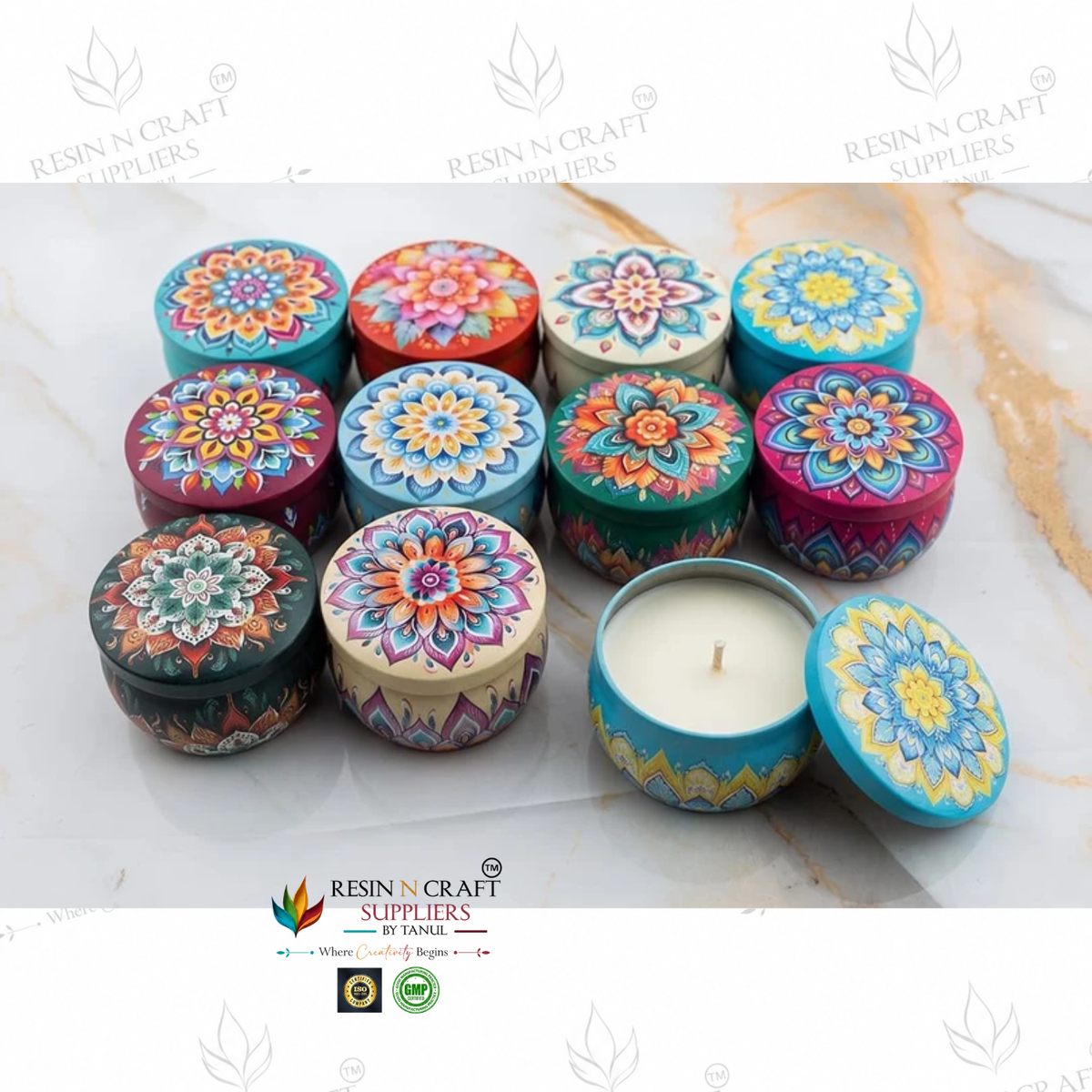 Mandala Pattern Tin Jar For Candle (RWX315T)