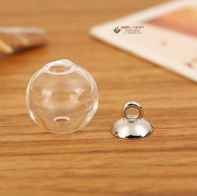 Small Glass Globe Charm With Gold Cap (Mini Message Bottles)