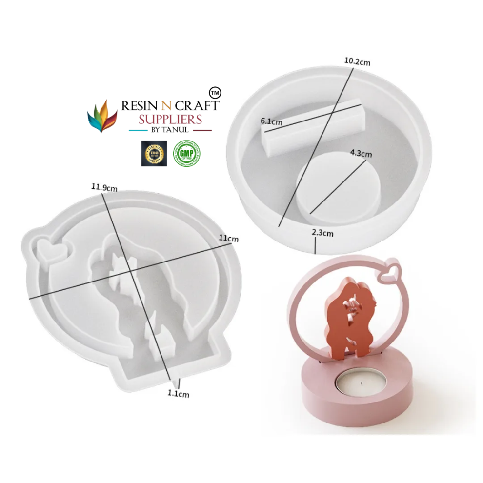 Couple Love Tealight Holder Mold with Round Base (RRM0056)