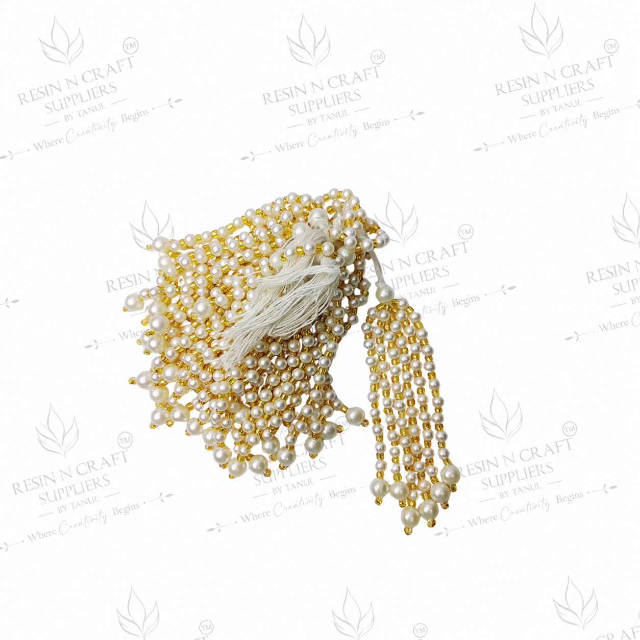 Premium Pearl Beaded White Moti Mala Latkan Design 1 (10 Pcs in a pack)