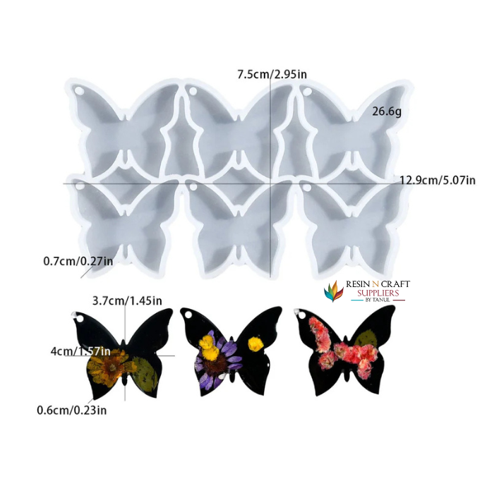 6 Cavity Butterfly Pendant & Jewellery Mould
