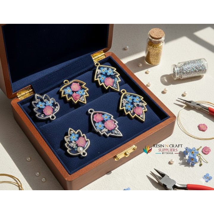 RBZ014 10 PCS Leaf Bezels (SILVER)