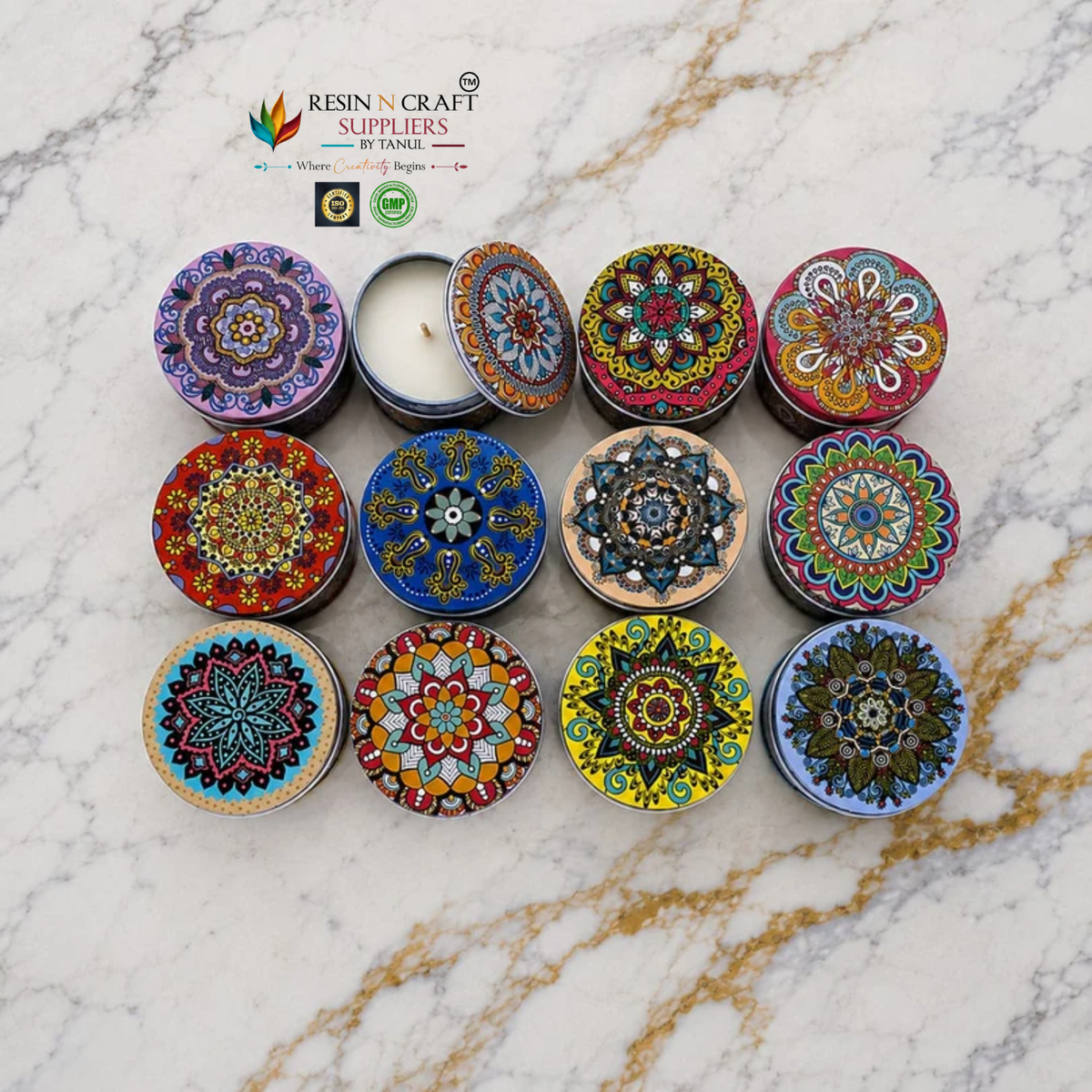 Mandala Pattern Tin Jar For Candle (RWX325T)