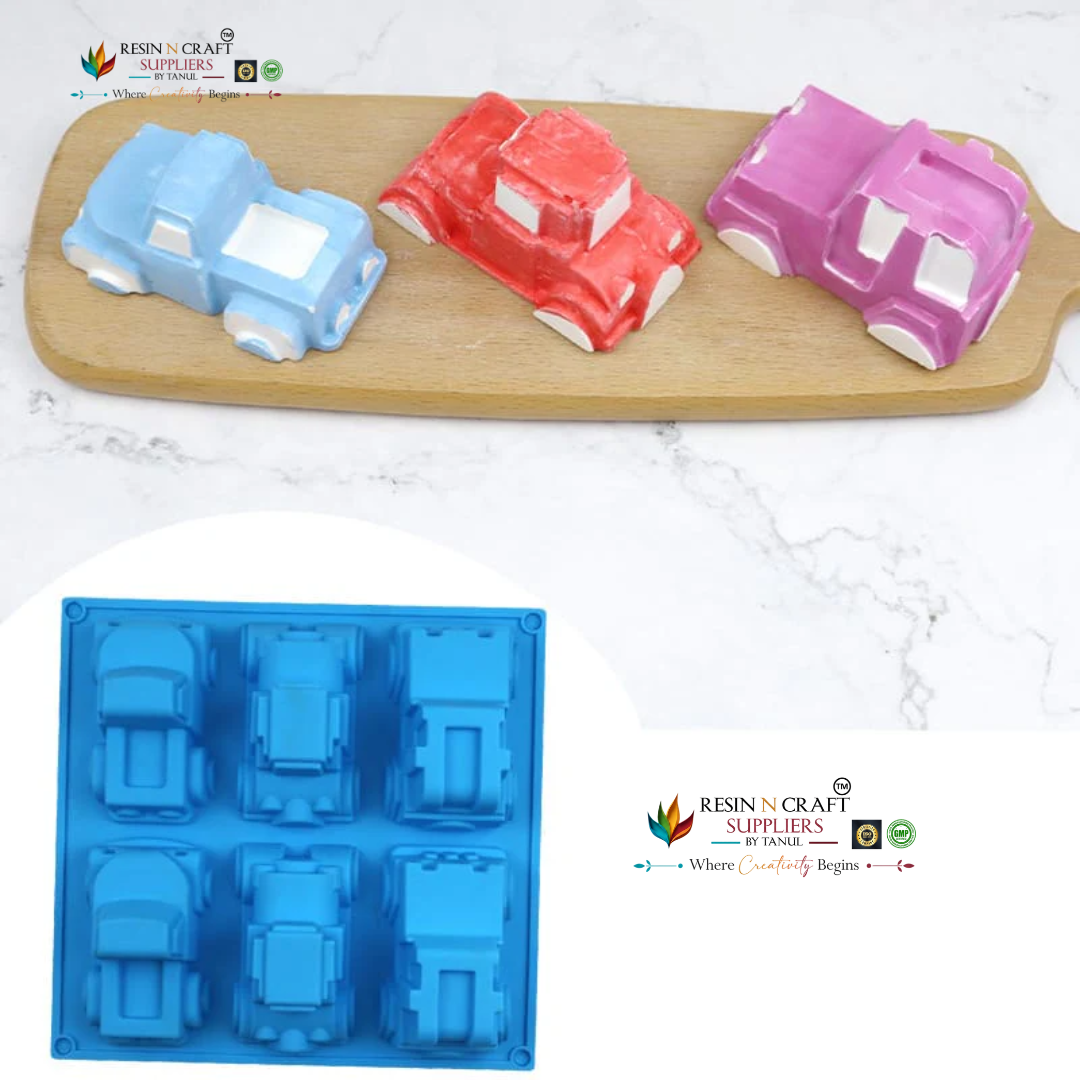 6 Cavity Assorted Trucks & Construction Vehicles Silicone Mould for DIY Concrete Art, Resin Crafts, Soap Making & Cake Making (RSM1437M)
