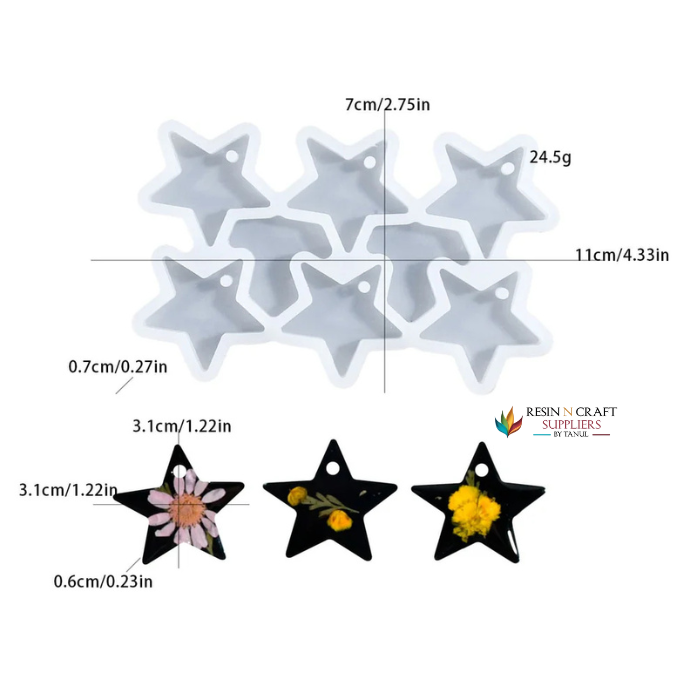6 Cavity Star Jewellery & Keychain Mould