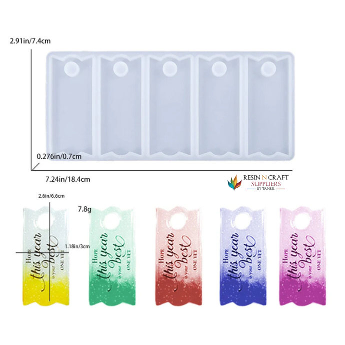 5 Cavity Name Plate Mould / 5 in 1 Rectangle Keychain & Tag Mould