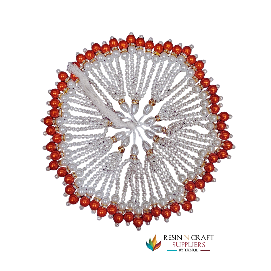 Saffron Orange & Pearl Decorative Latkans / Moti Tassels