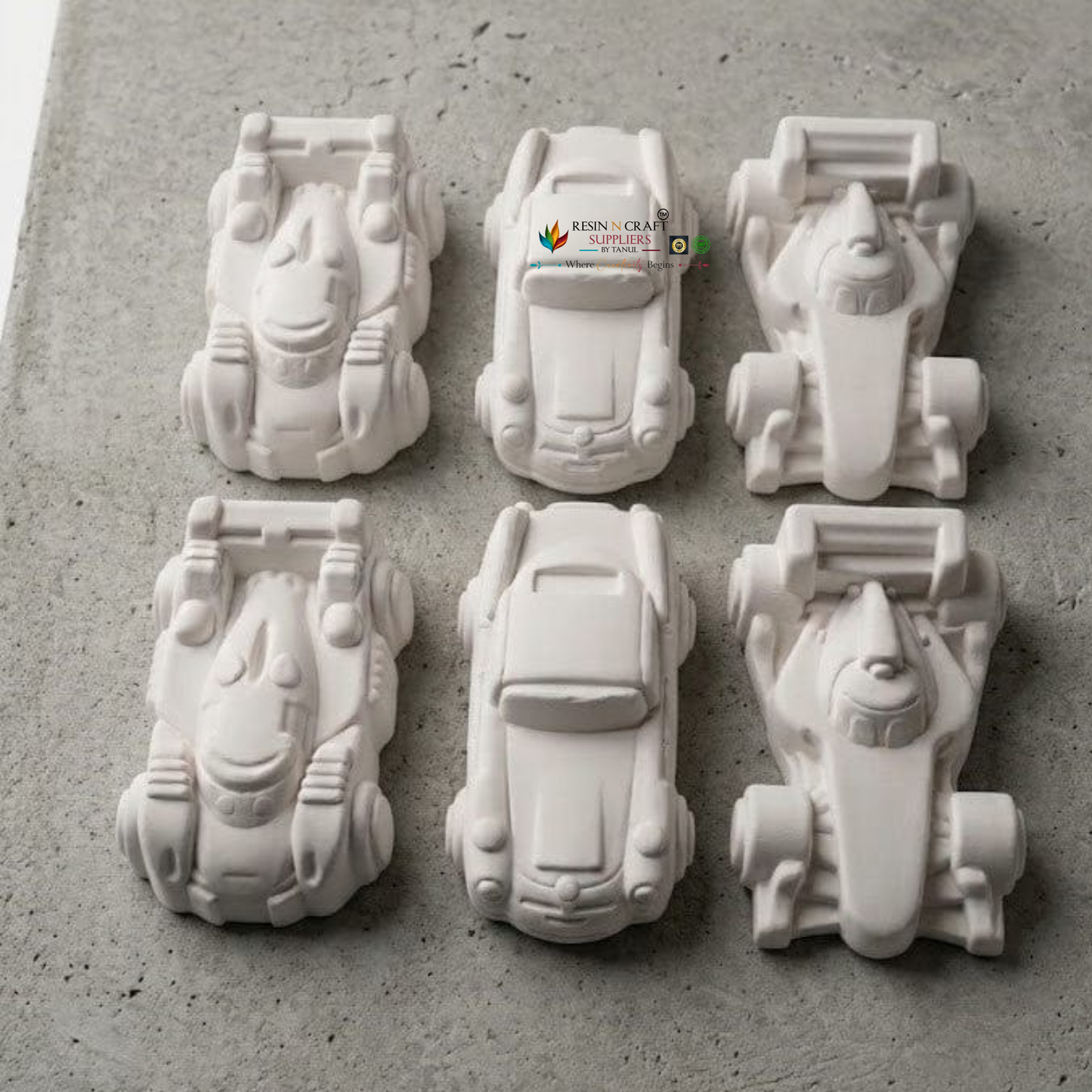 6 Racing Car Mould for DIY Concrete Art, Resin Crafts, Soap Making & Cake Making Silicon Mould (RSM173M)