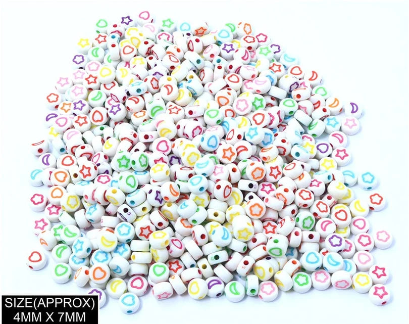 Idly Heart, Star Etc Beads (Wt+Col) 183038