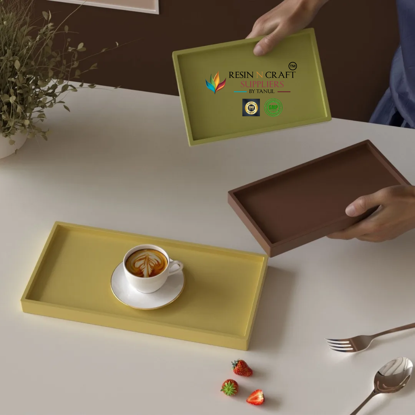 Rectangle Resin Tray Silicone Mould with Candle Holder Slot (Serving Tray / Organizer Tray Mold)