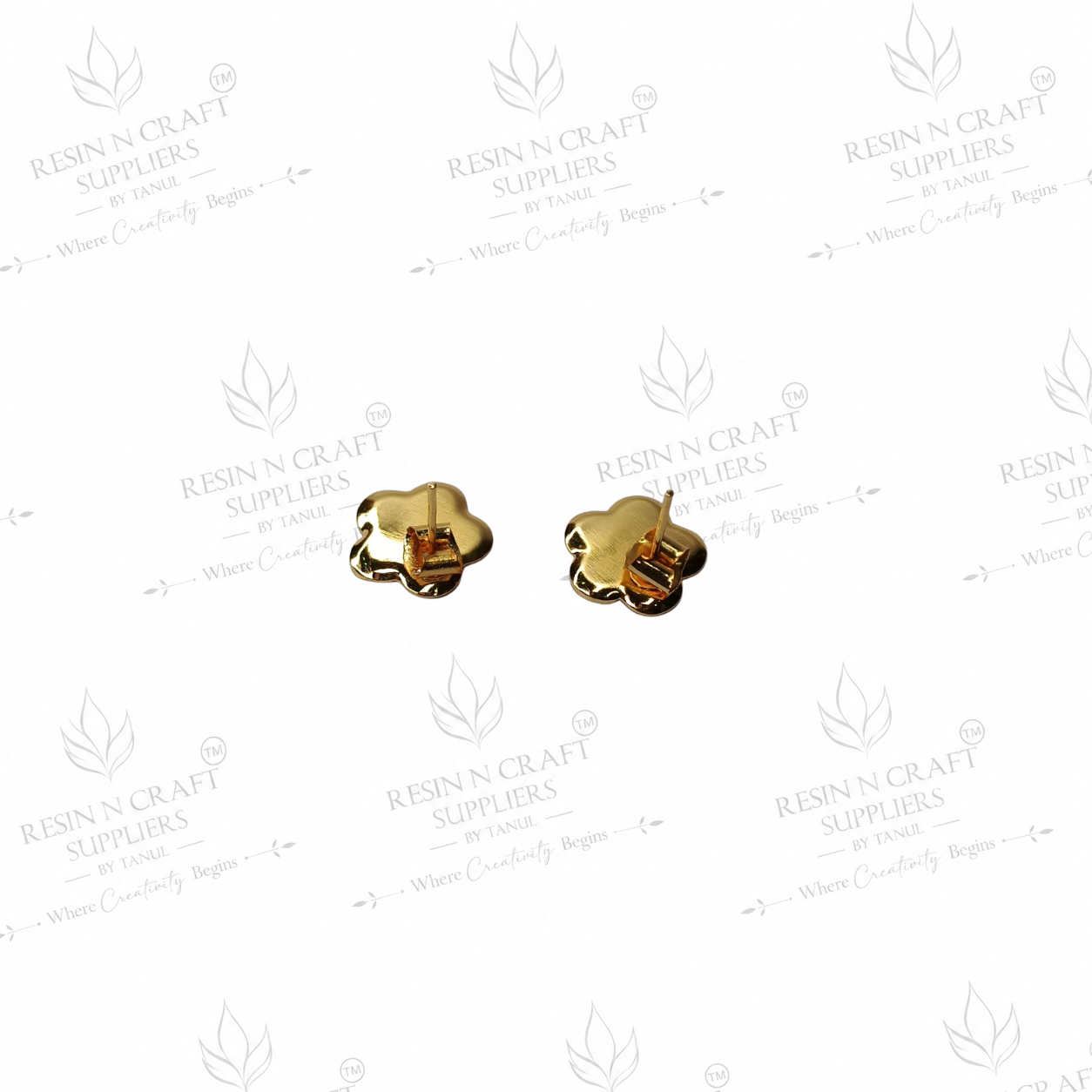 Gold Plated Flower Stud Earring Base | 1 cm