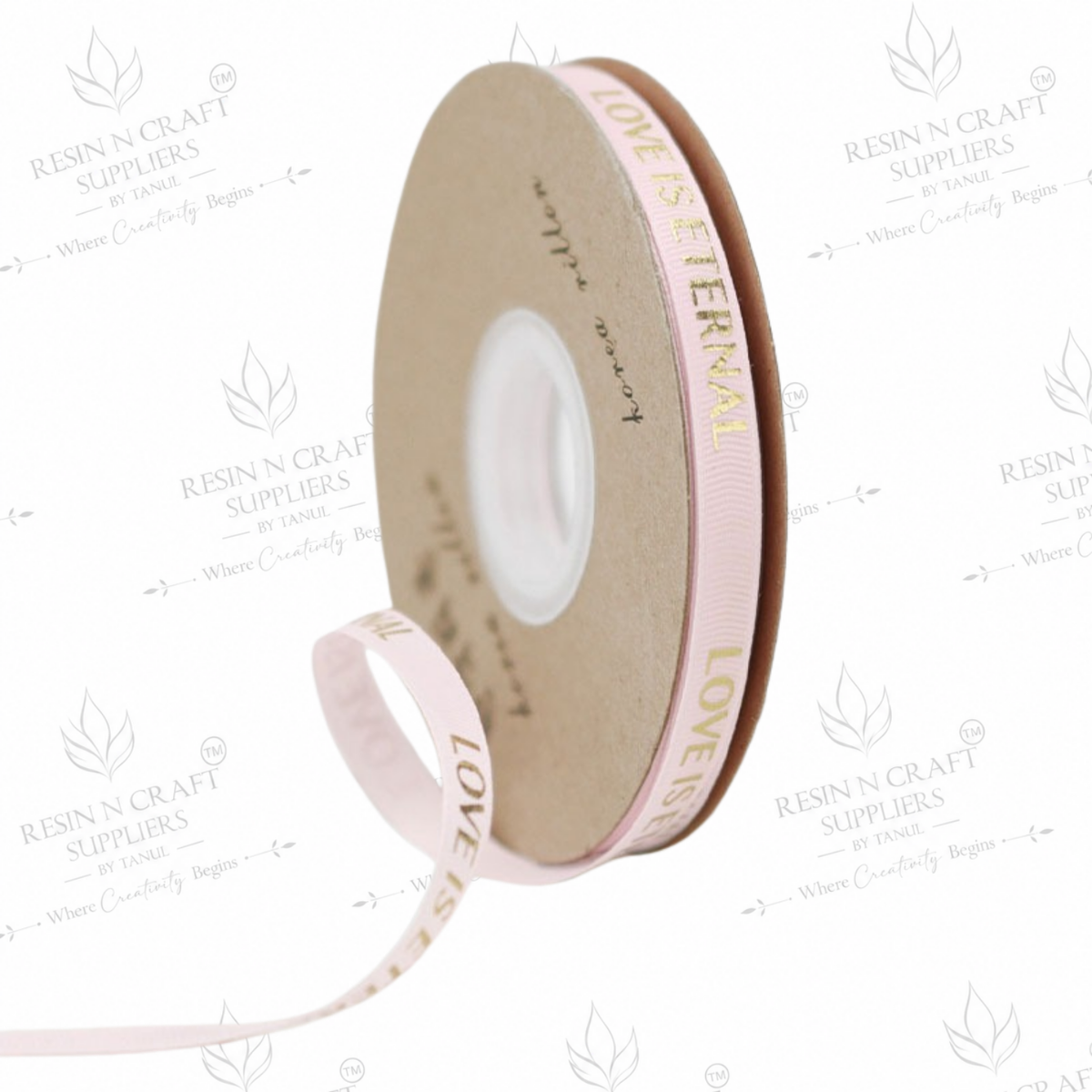 Pink Love Is Eternal Golden Letter Hot Stamping Ribbon 2.5cm × 30m – MG2517F