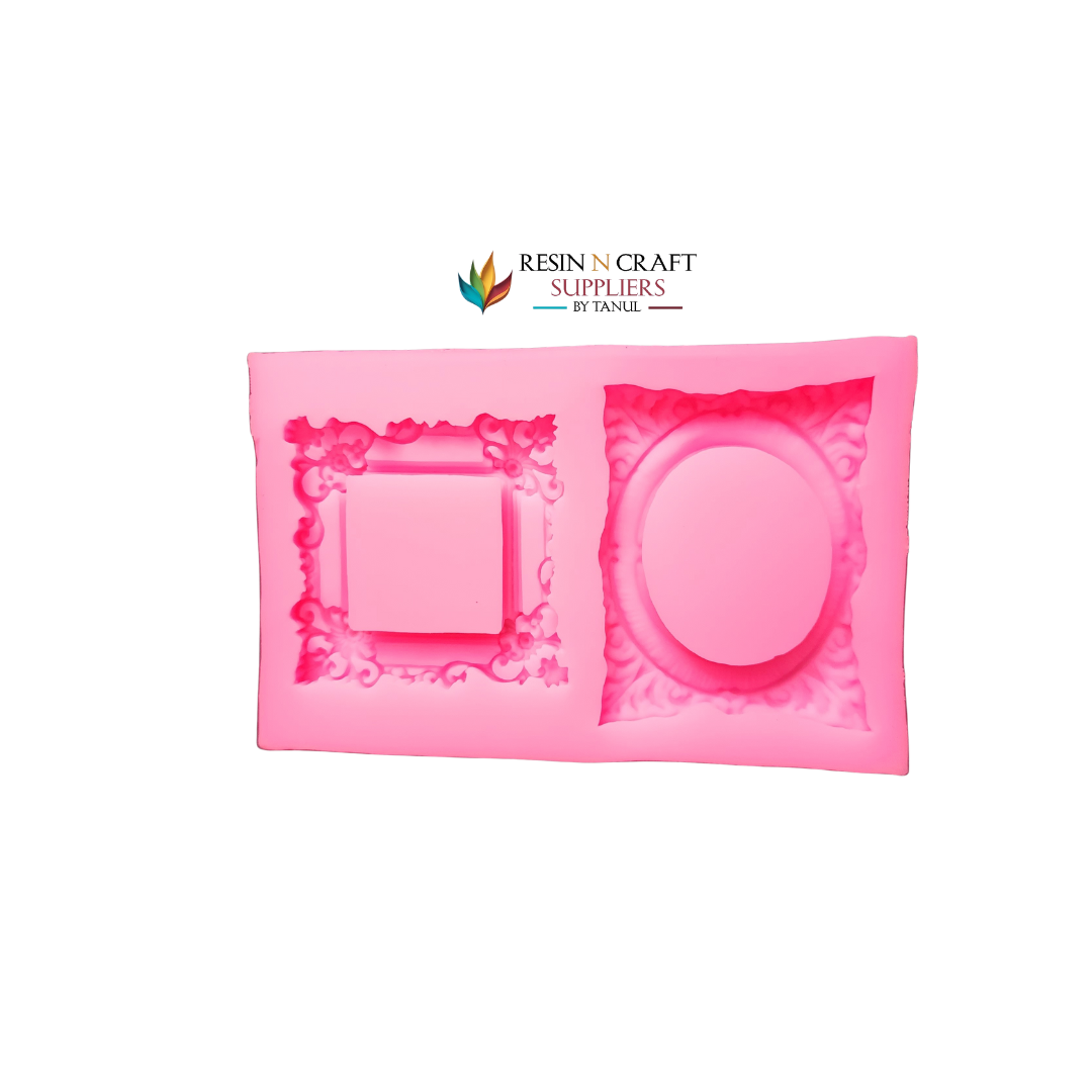 2-Cavity Baroque Photo Frame Silicone Mold (14-6)