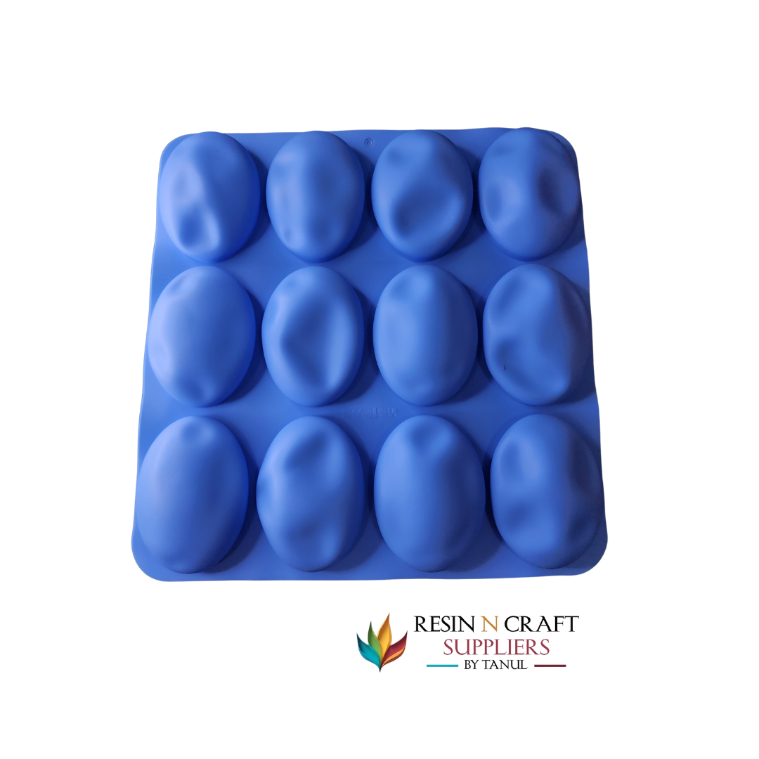12-Cavity Oval Silicone Soap/Lotion & Candle Bar Mold
