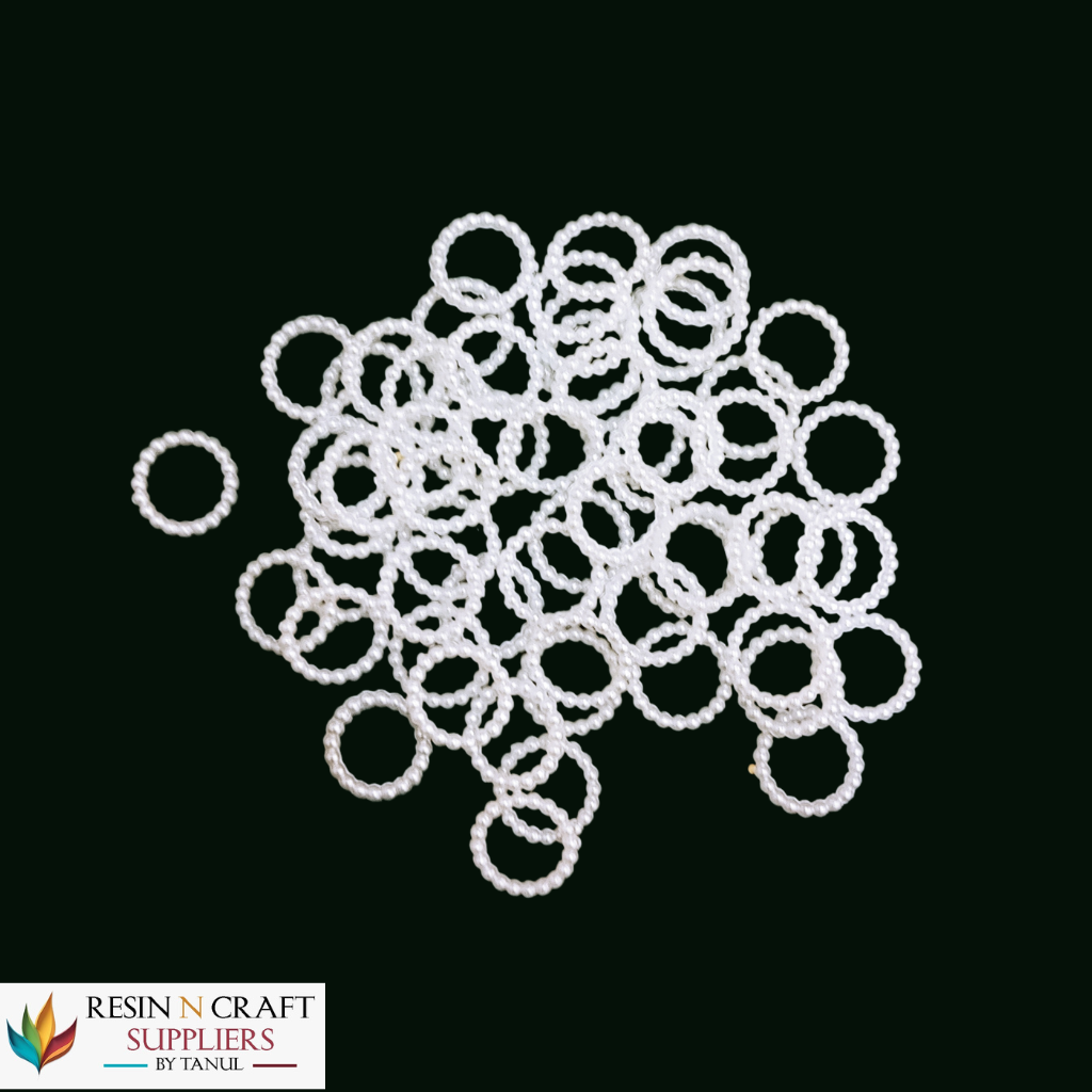 Round Pearl Moti Beads Ring (Approx 1.3 CM) / White Round Pearl Beads Loop for Resin Art & Jewellery Making