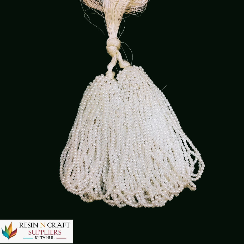 White Pearl Moti Mala Beads / White Pearl Beads Mala for Jewellery Making & Resin Art