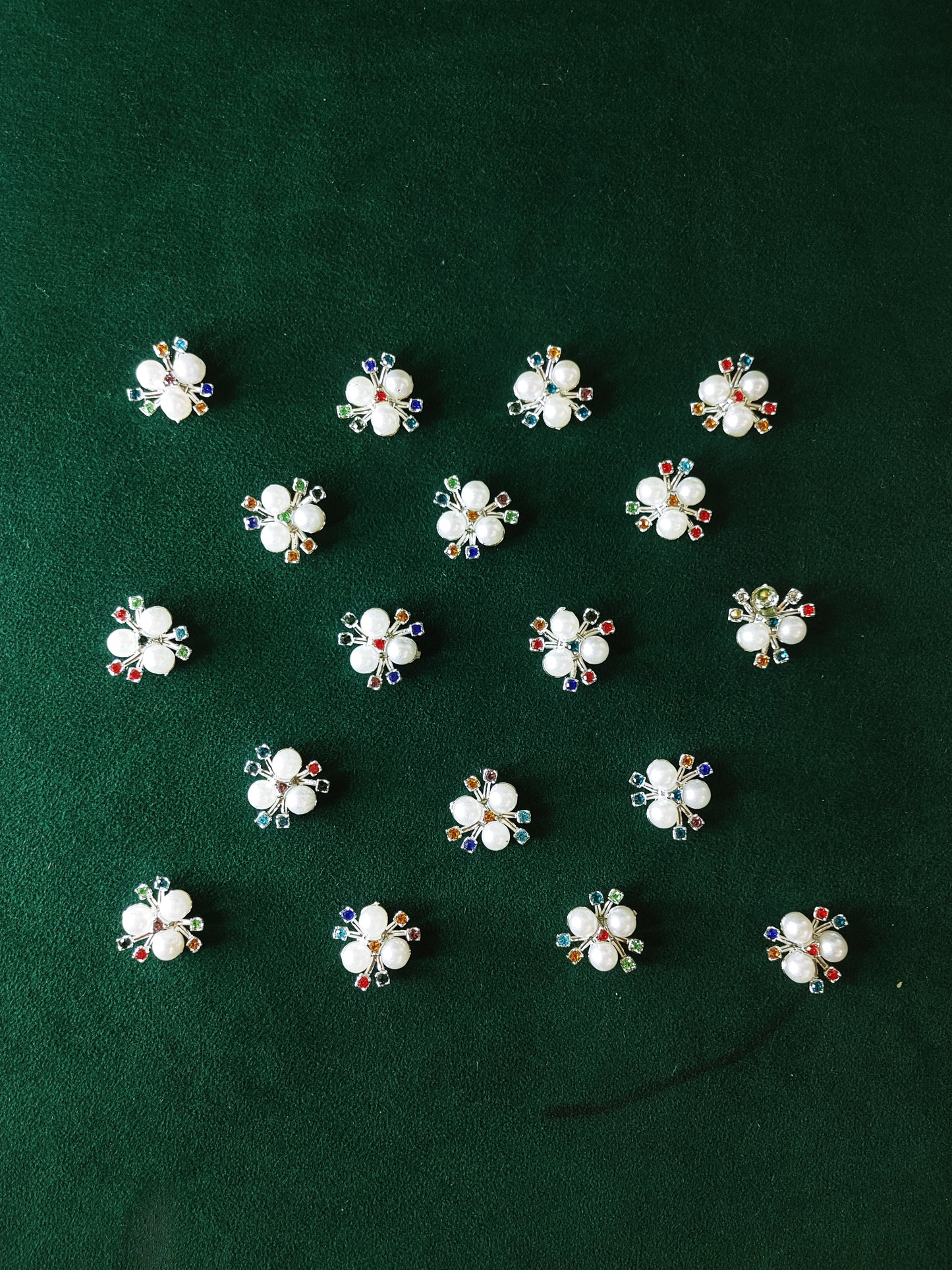 3 Pc Beads Moti Flower Wale – MULTI Color (SILVER Base)