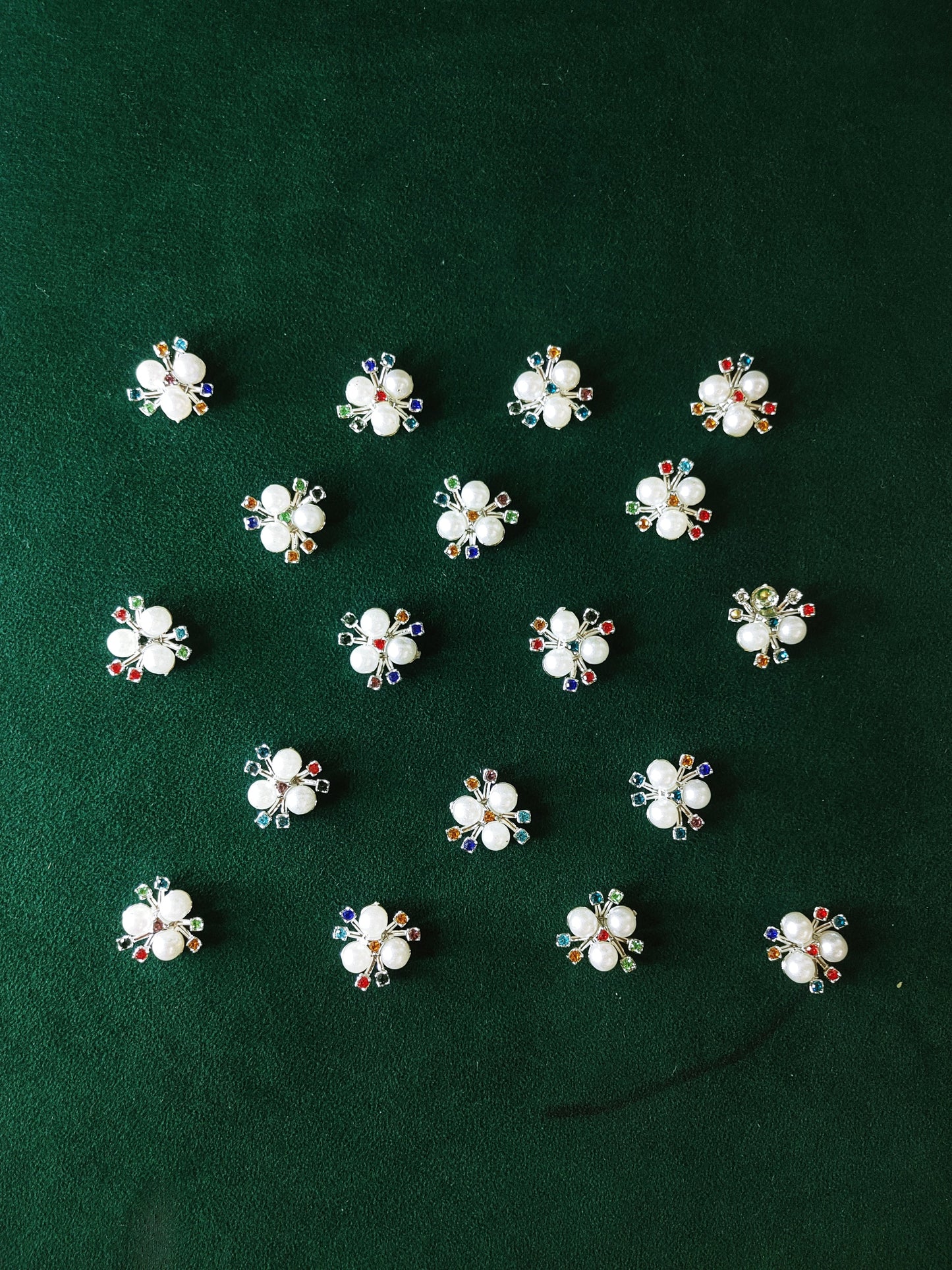 3 Pc Beads Moti Flower Wale – MULTI Color (SILVER Base)