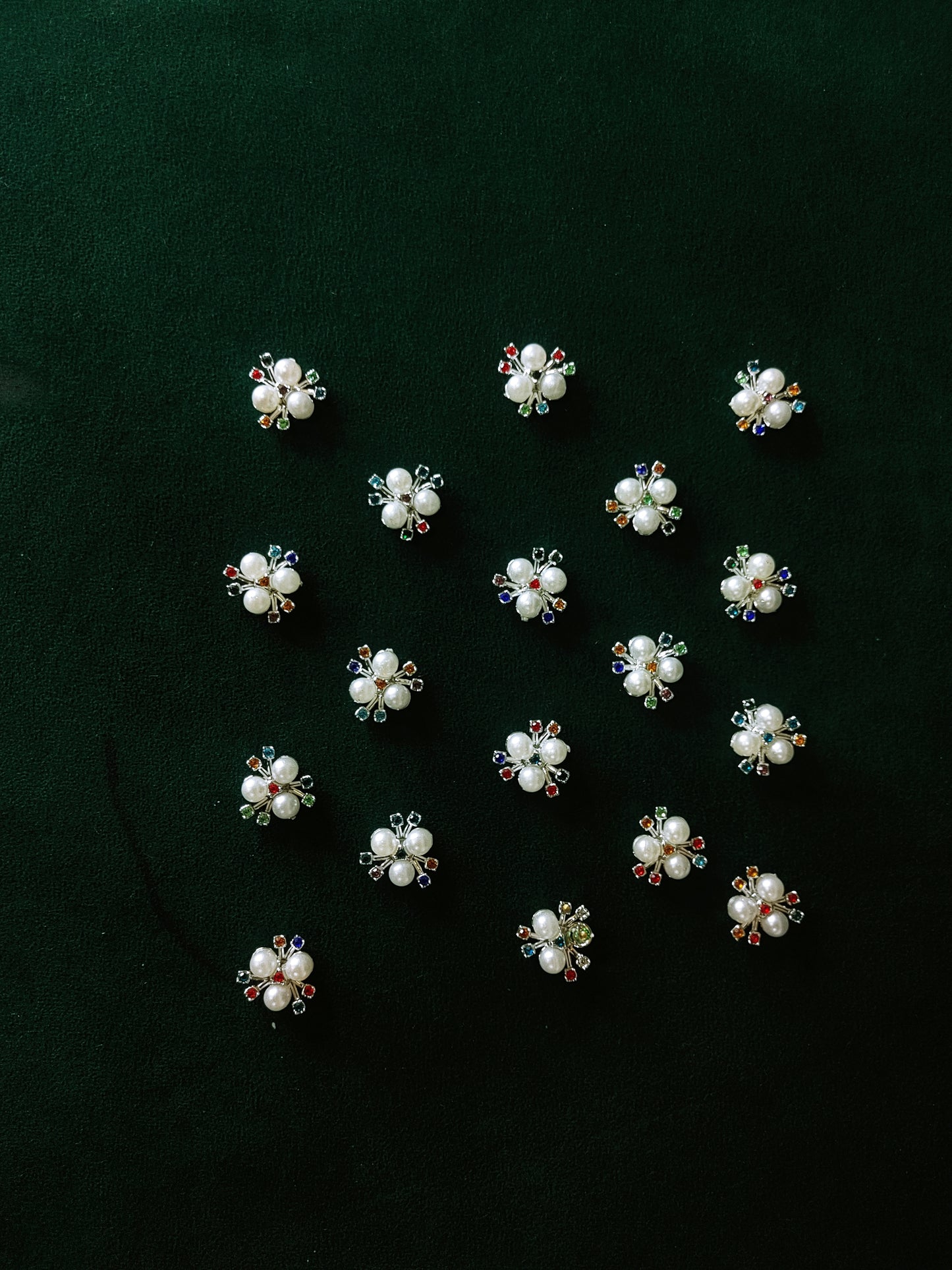 3 Pc Beads Moti Flower Wale – MULTI Color (SILVER Base)