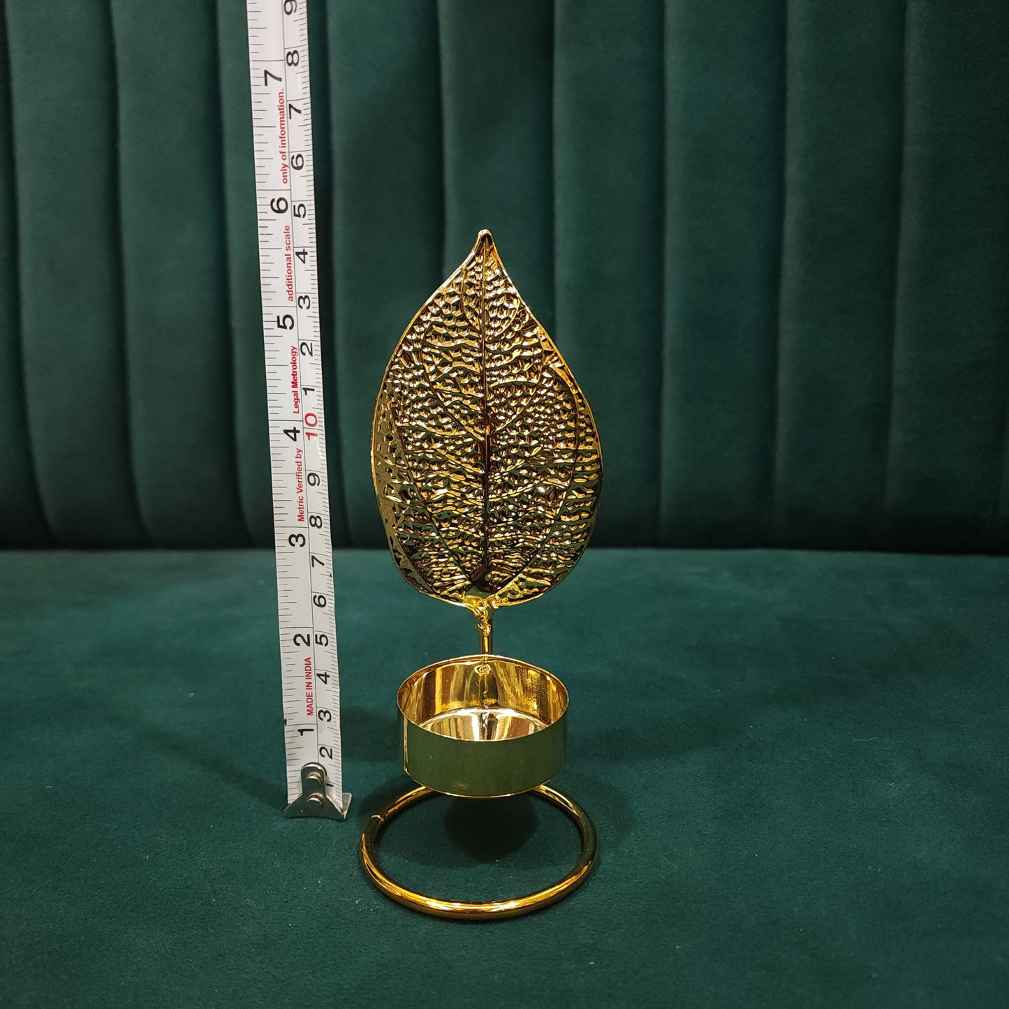 Golden Vein Leaf T-light Stand Holder (Metal)