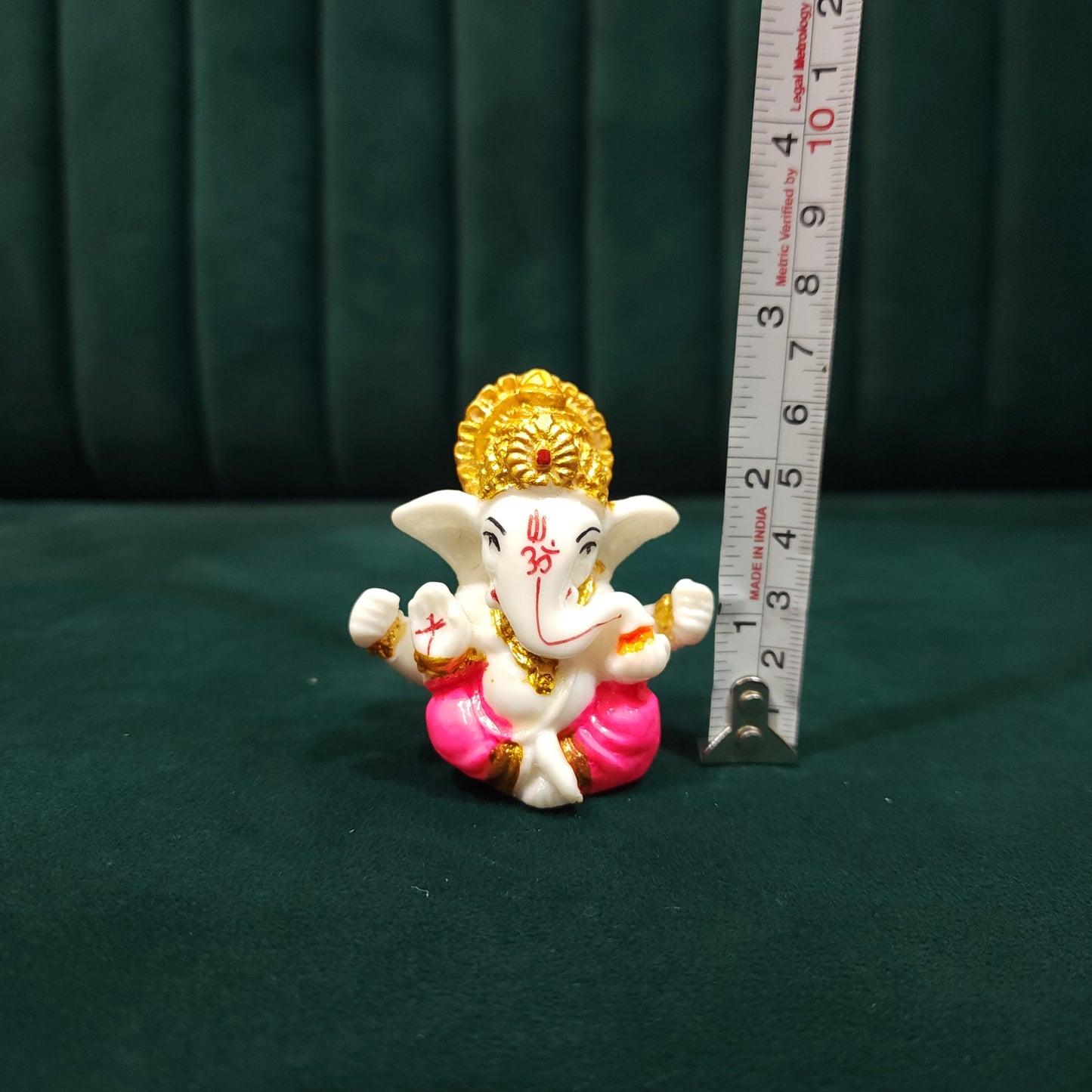 Miniature Pink & White Ganesha Idol with Om Tilak