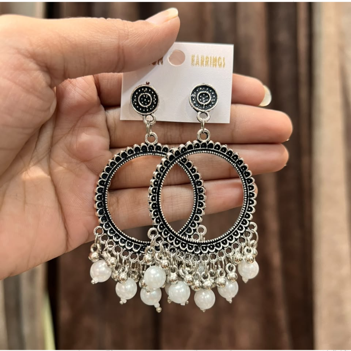 Silver Earring Bezel / Jumkha With Beads