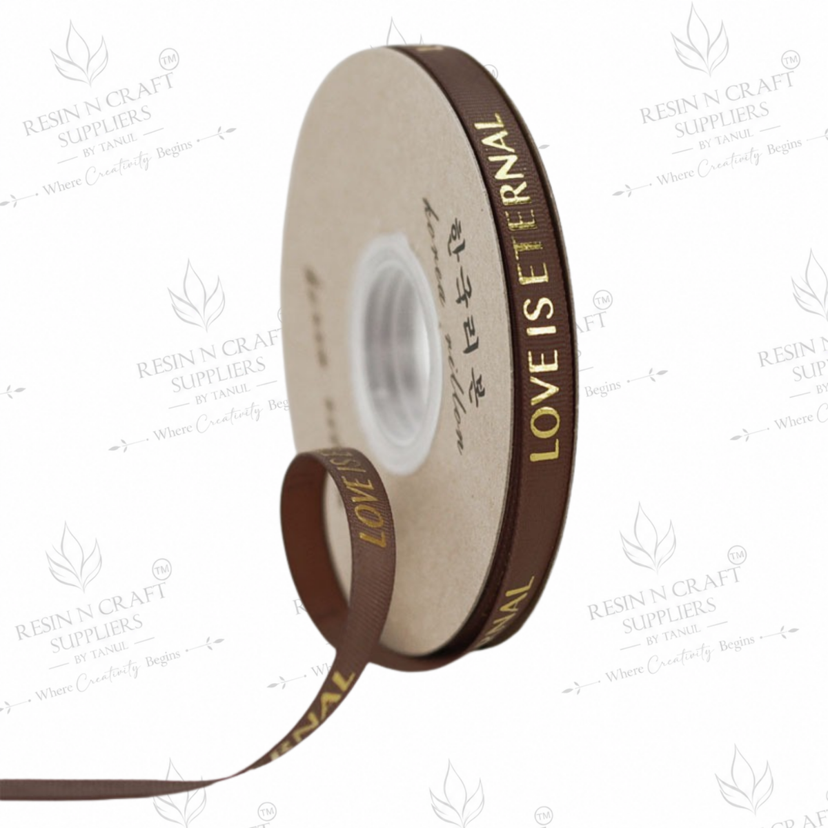 Brown Love Is Eternal Golden Letter Hot Stamping Ribbon 2.5cm × 30m – MG2517B