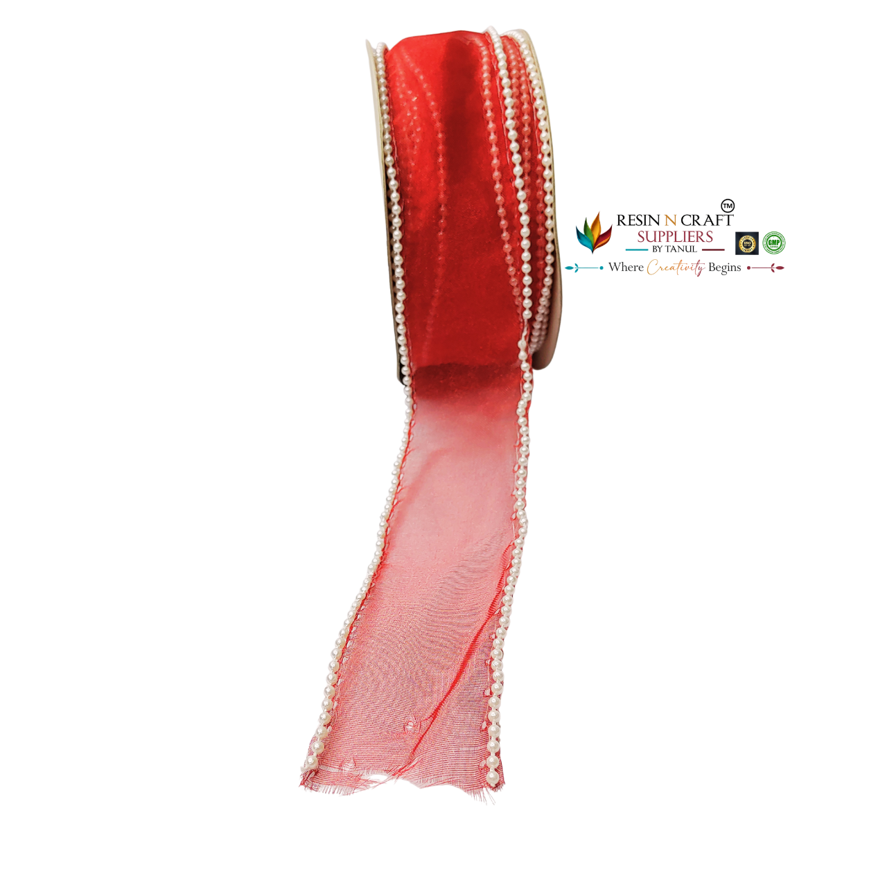 Premium Maroon Pearl Edge Net Ribbon Roll – 9 Meter Roll | 2 Inch (5 CM) Width