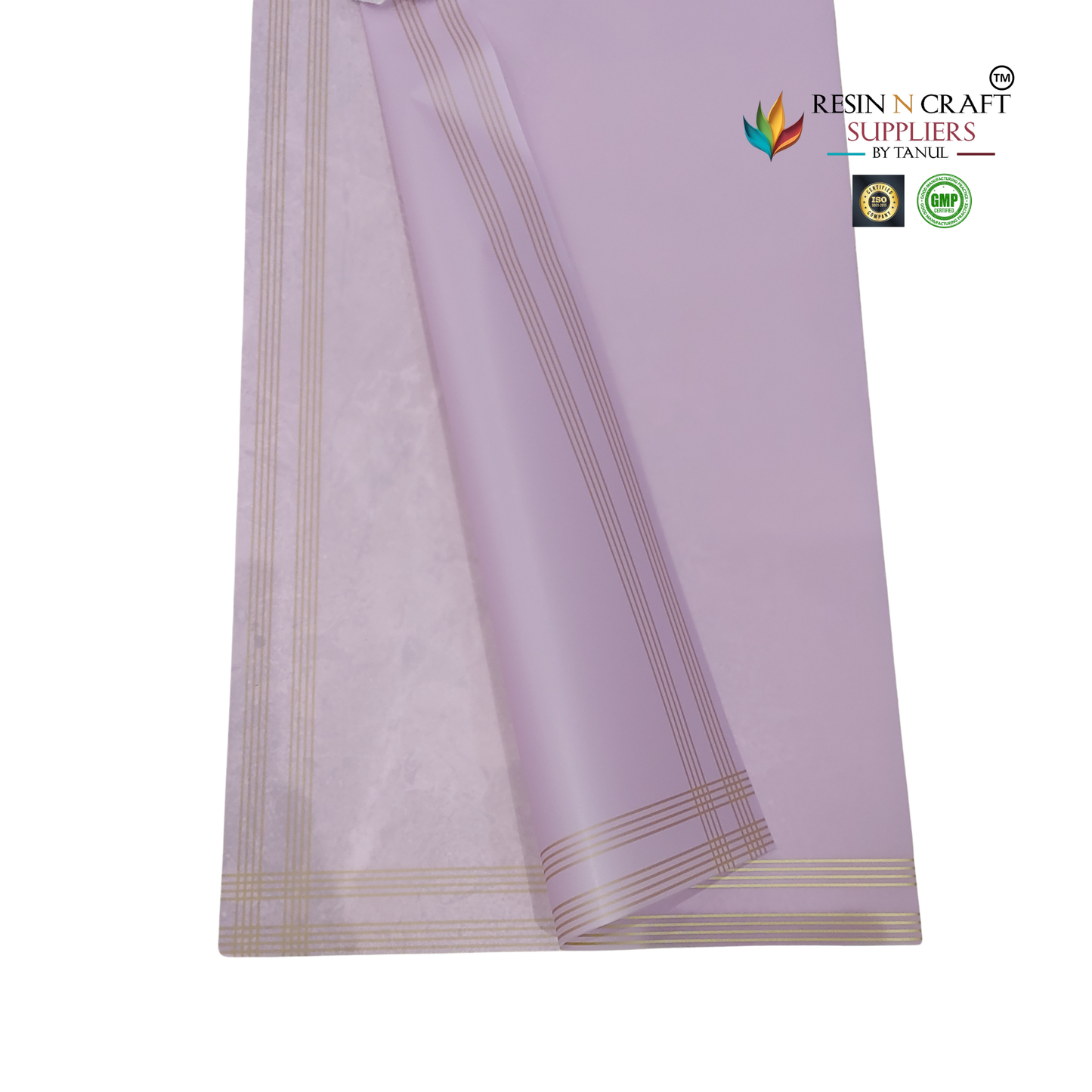 Pastel Pink with Gold Border Waterproof Flower / Gift Wrapping Sheets – 5 Pcs (22×22 Inch) / Packing Sheet