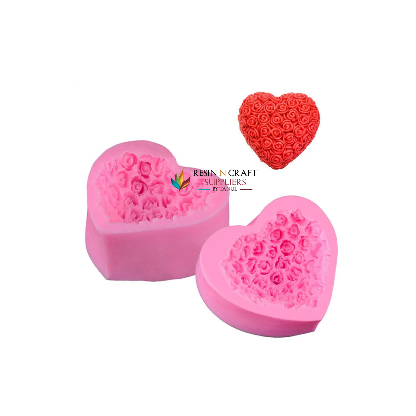 RSS117Rose Bloom Heart Mould For Candle , Soap and resin art