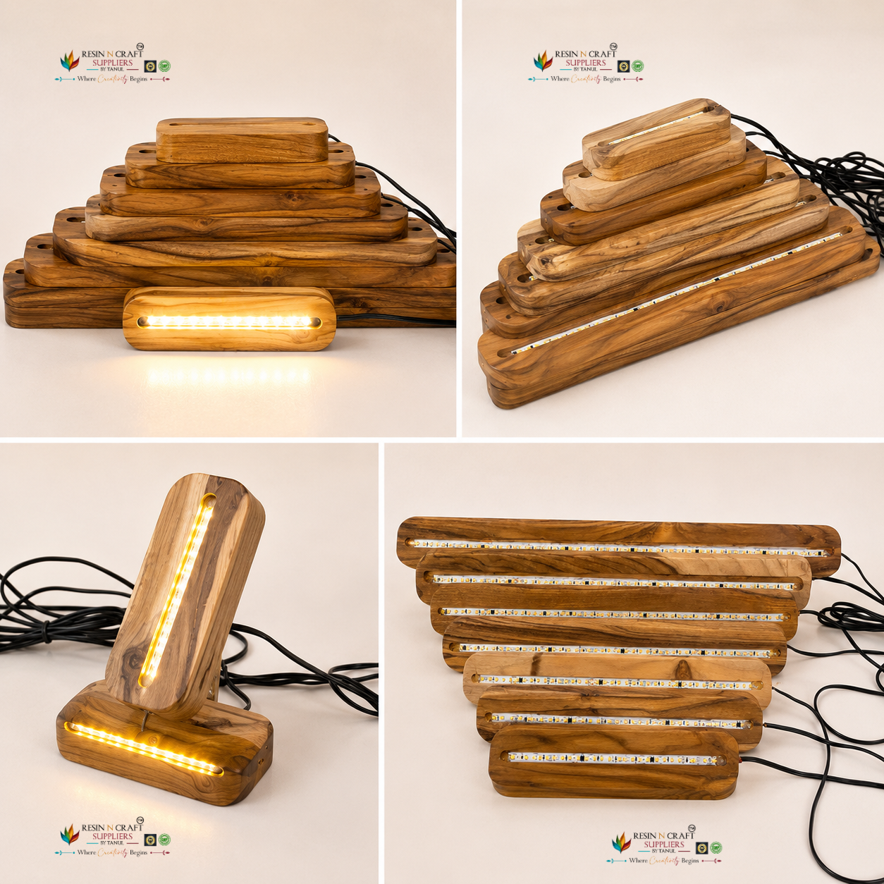 Wooden LED Light Lamp Stand – Premium TeakWood