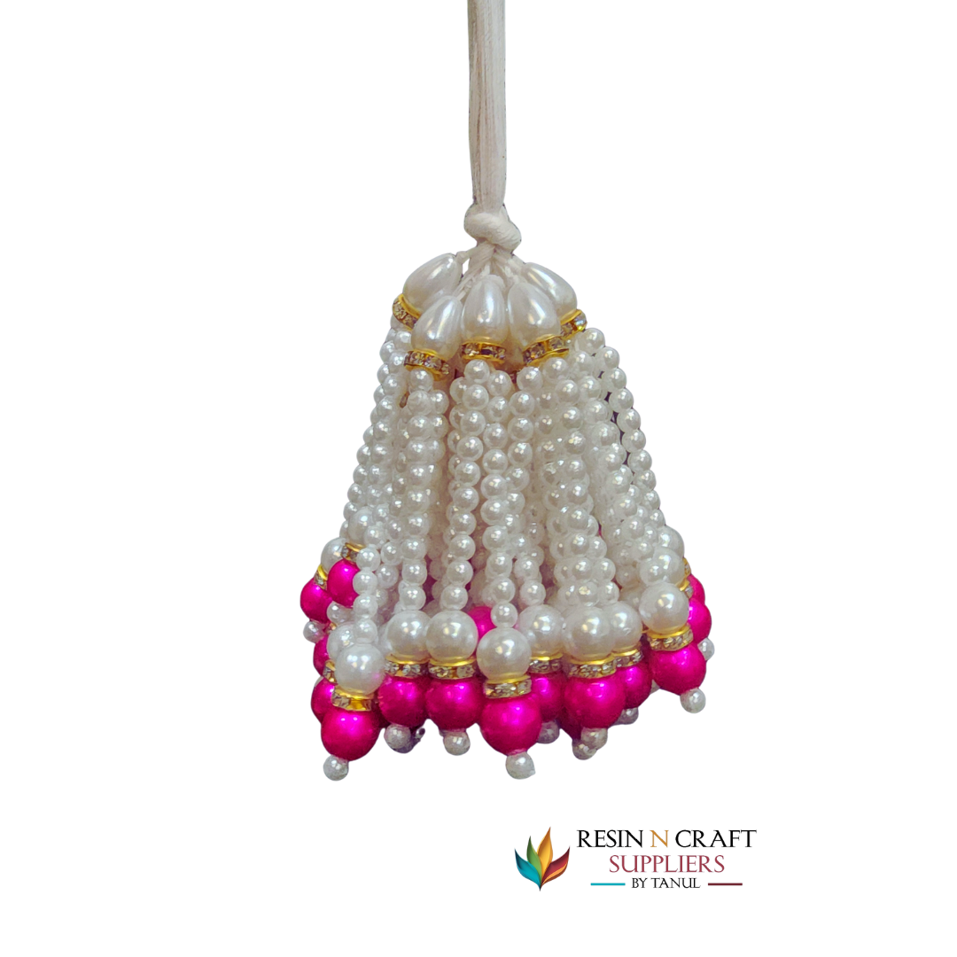 Hot Pink & Pearl Festival Latkans / Moti Tassels