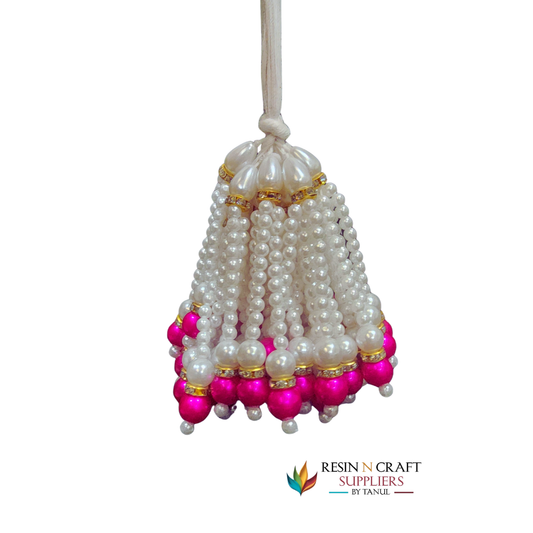Hot Pink & Pearl Festival Latkans  / Moti Tassels