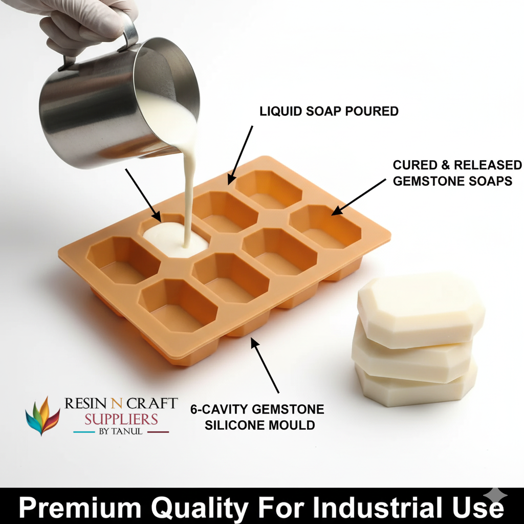 6 Cavity Octagon 85gms silicon soap mould