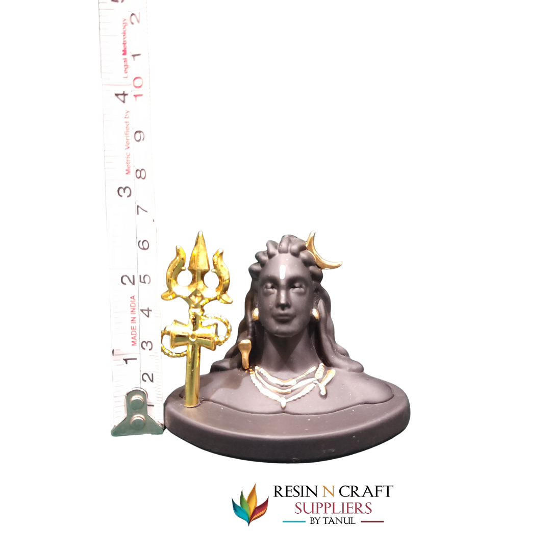 Miniature Adi Yogi Shiva Bust with Golden Trishul