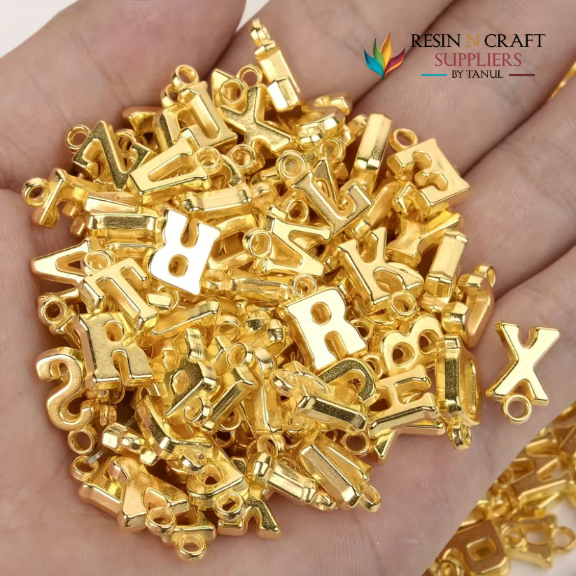 Gold Letters Beads Alphabet ABS Pandent Beads