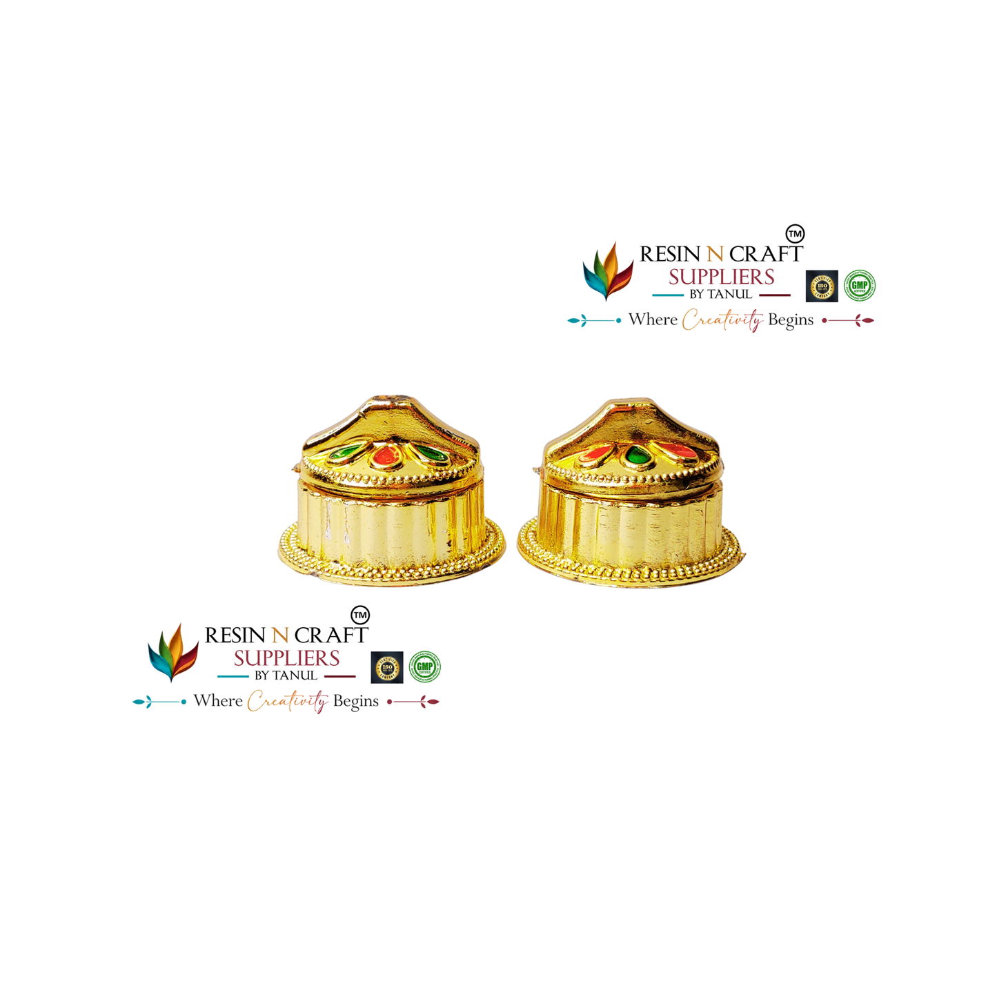 Round Big Katori / Kumkum Vati / Kum Kum Bowl / Decorative Bowl with Cap (Design 1)