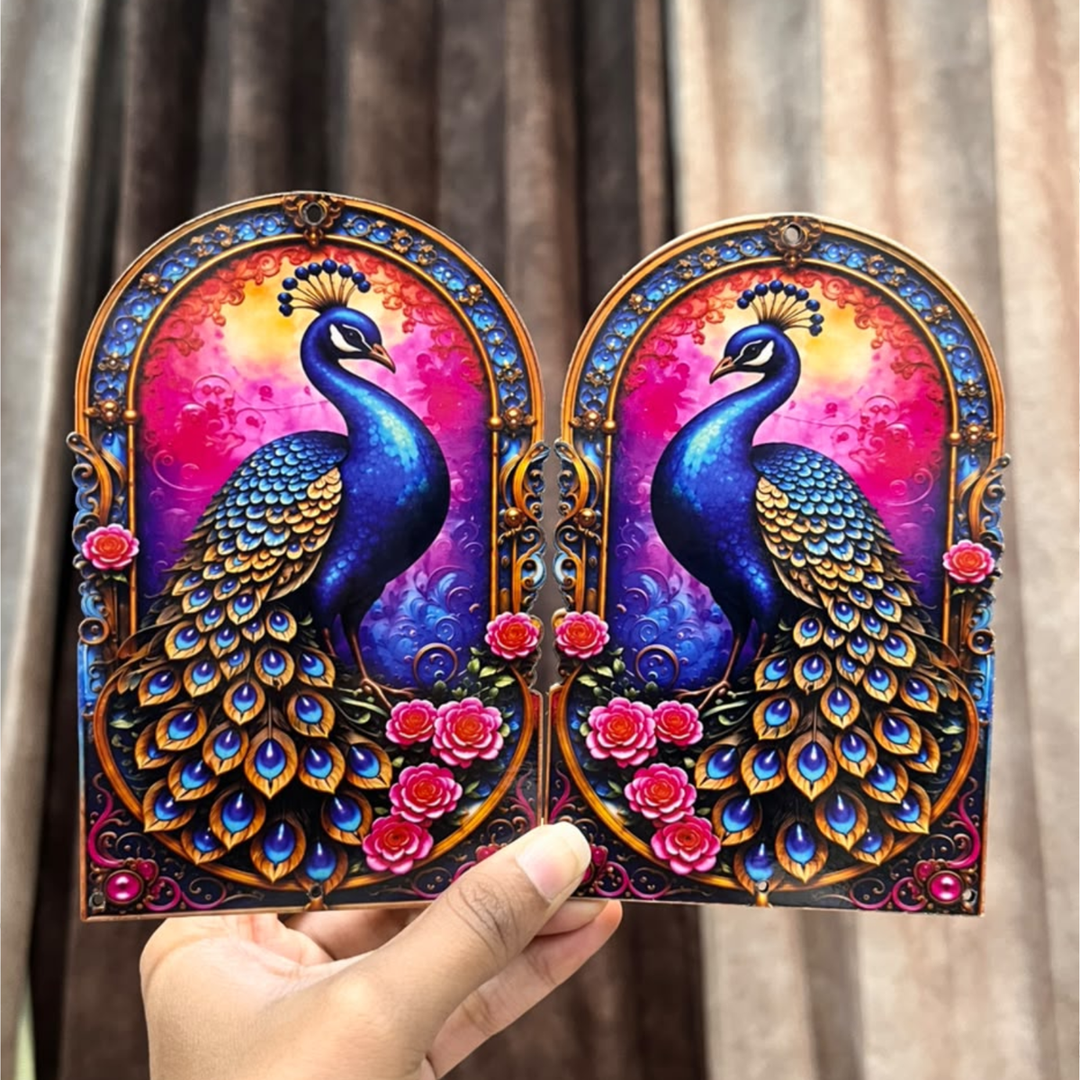 Peacock MDF Cutout Pair 6×6 Inch – Pack of 2 | Left & Right Peacock Design for Resin Art, Toran, Bandhanwar & Décor