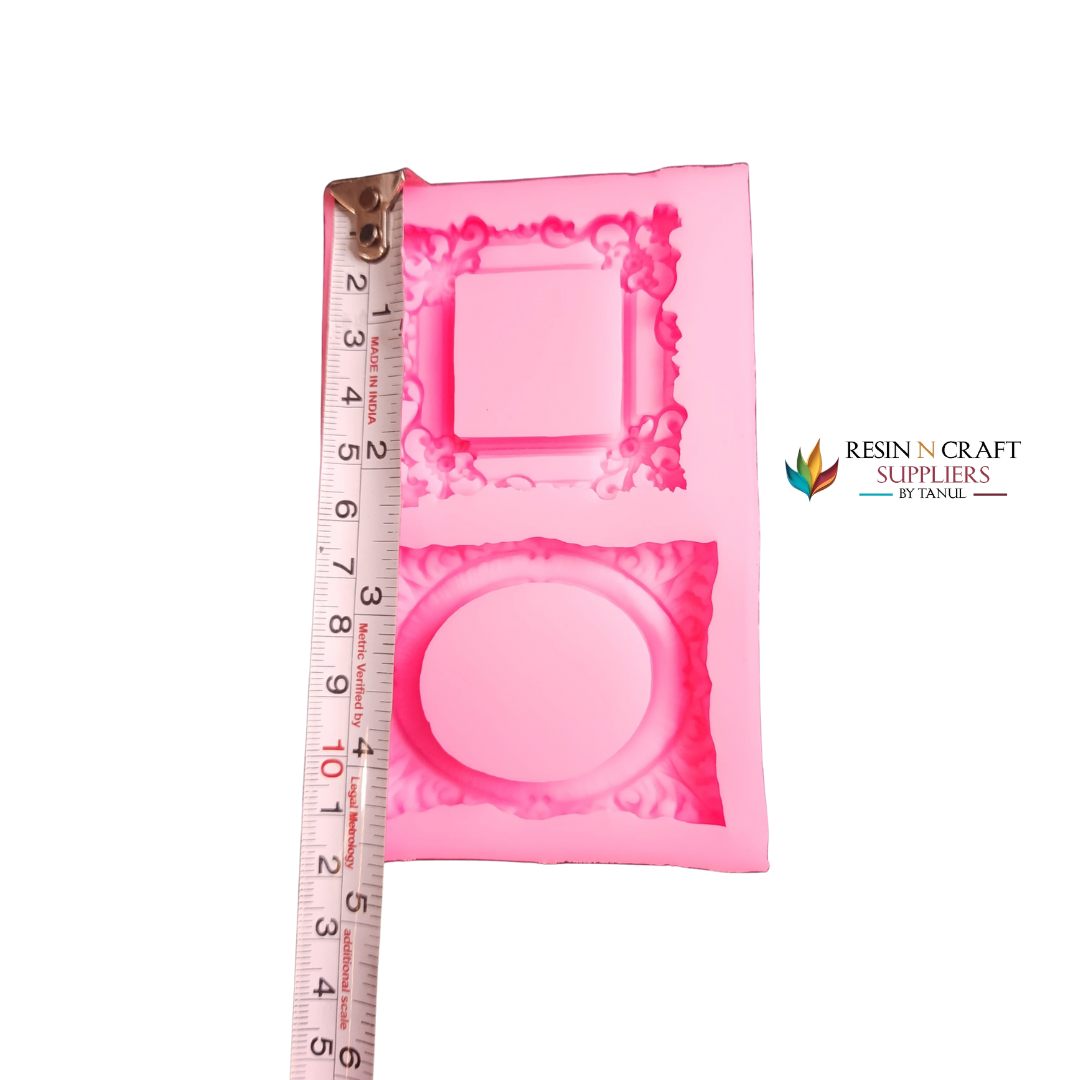 2-Cavity Baroque Photo Frame Silicone Mold (14-6)