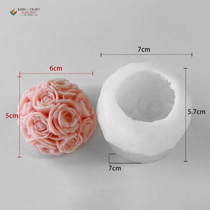 RHM0249 3D Rose Ball Candle Handmade Mould