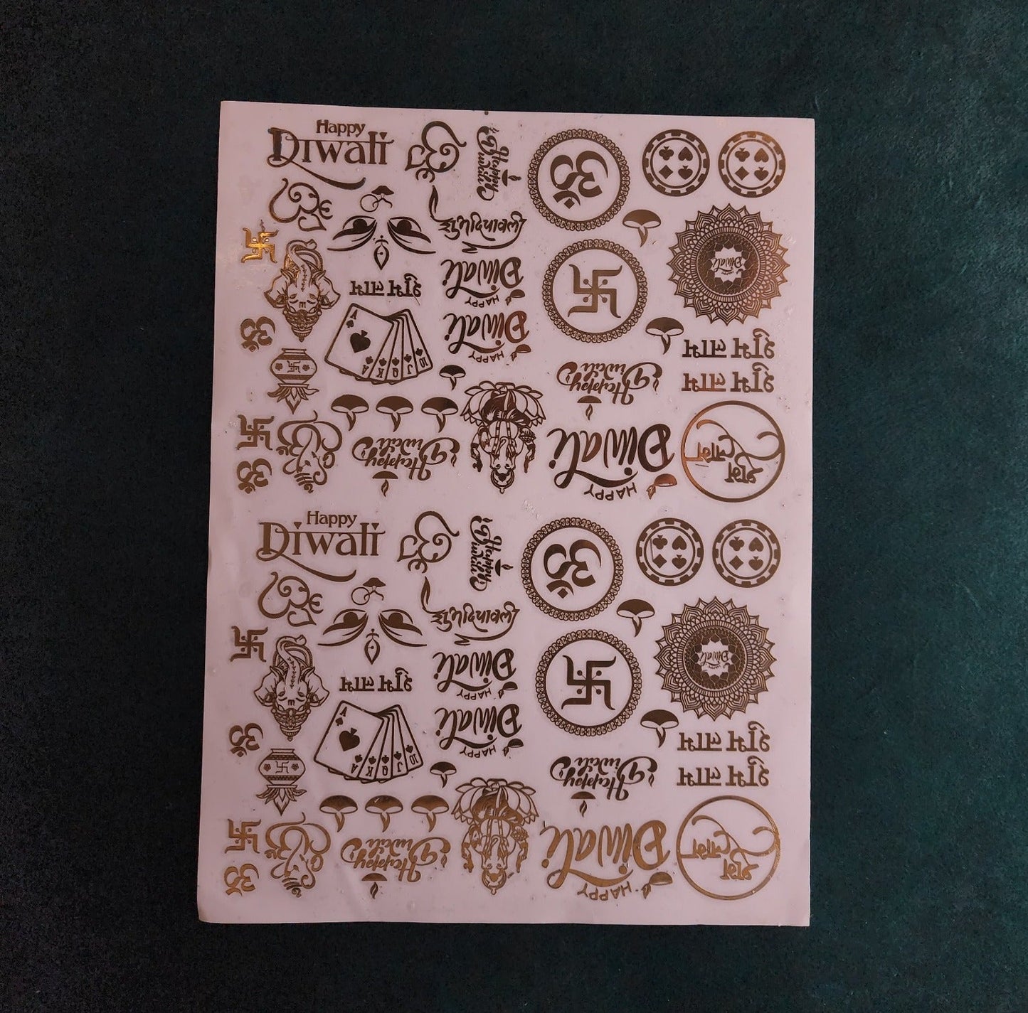 Diwali Metal Sticker Sheet A4