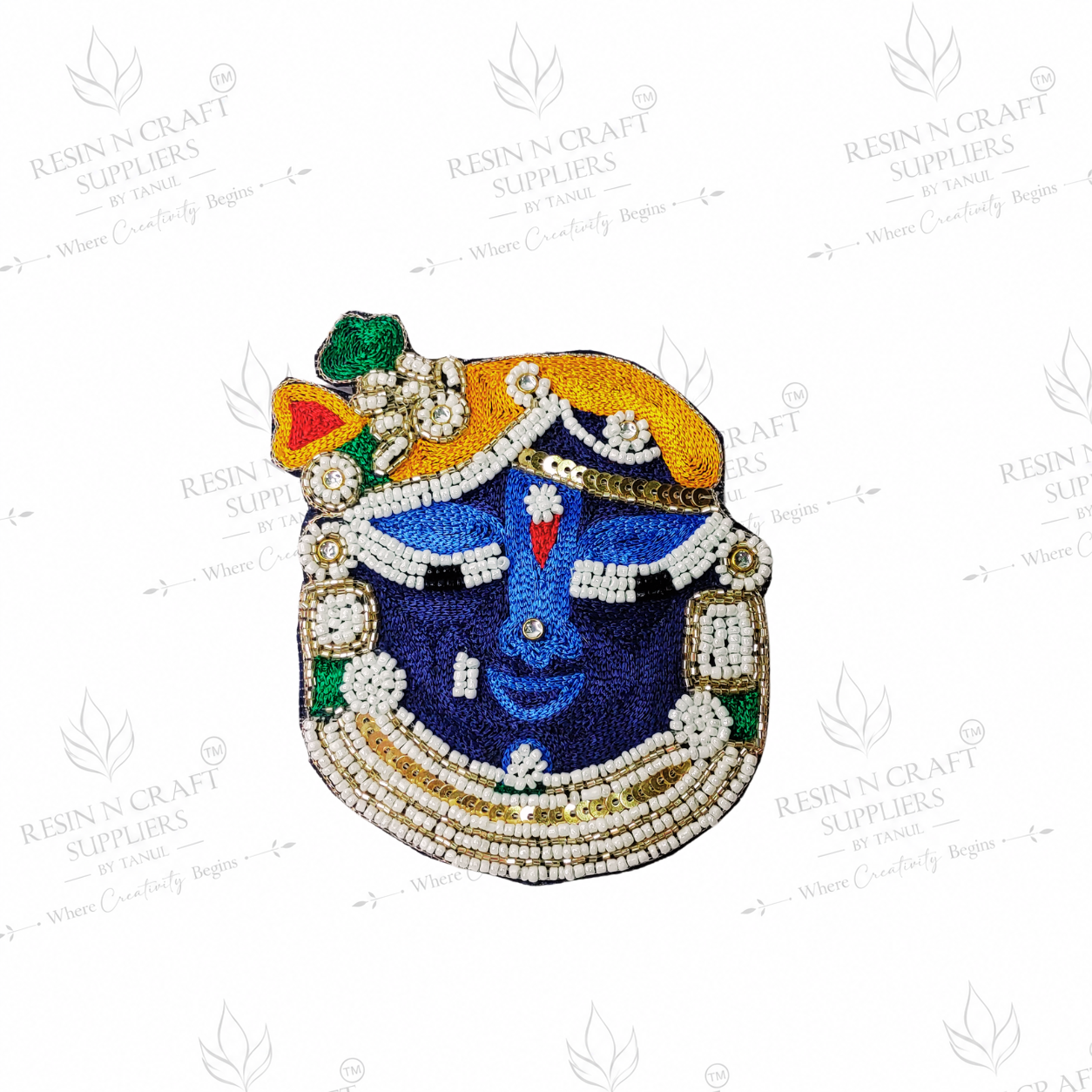 Shrinath Ji Premium Beaded Patch for Toran & Bandhanwar Making (4.5 x 4 Inch)
