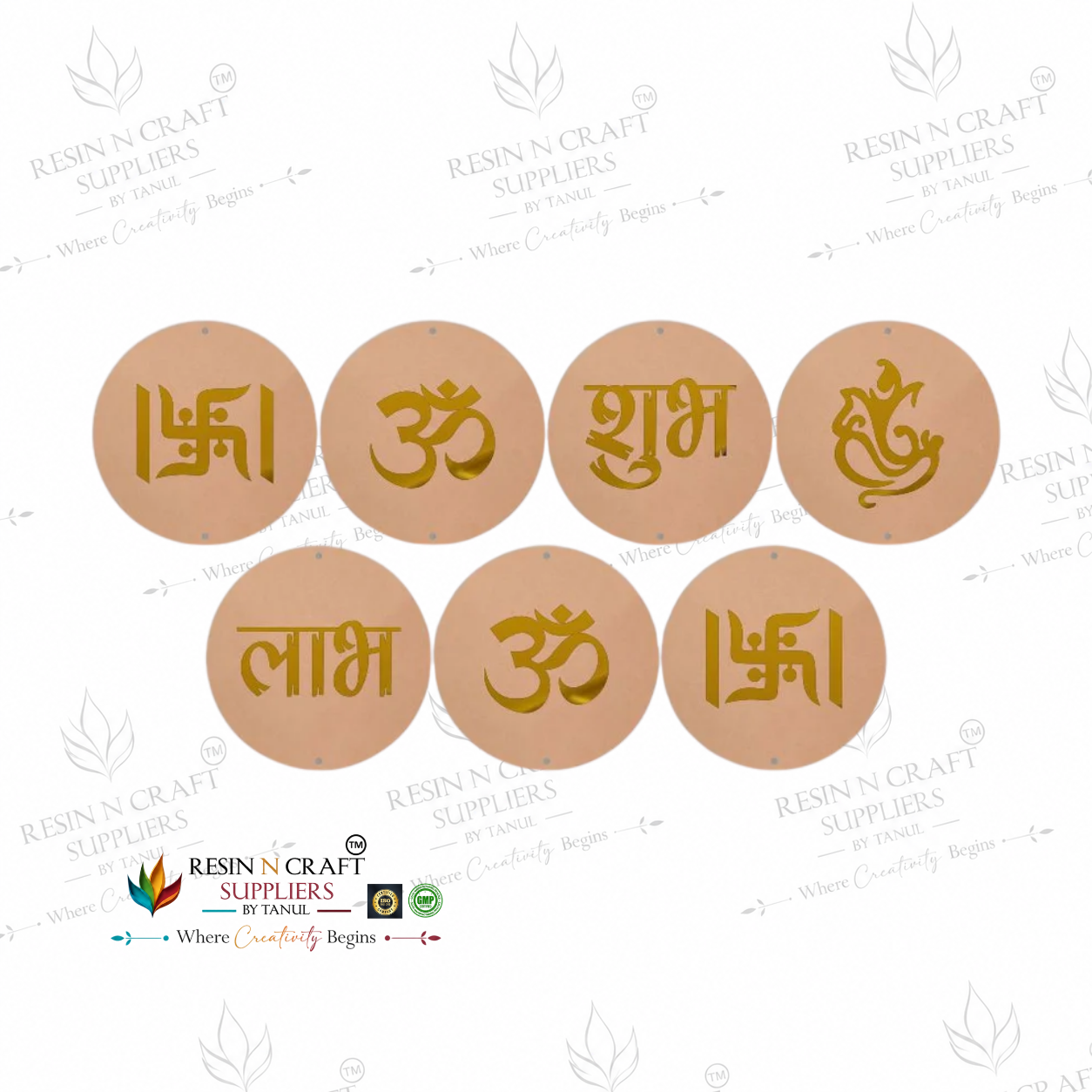 MDF Shubh Labh Toran Set of 7 | DIY MDF Cutout for Diwali Decoration, Door Hanging & Latkan | Golden Acrylic | RBT007D